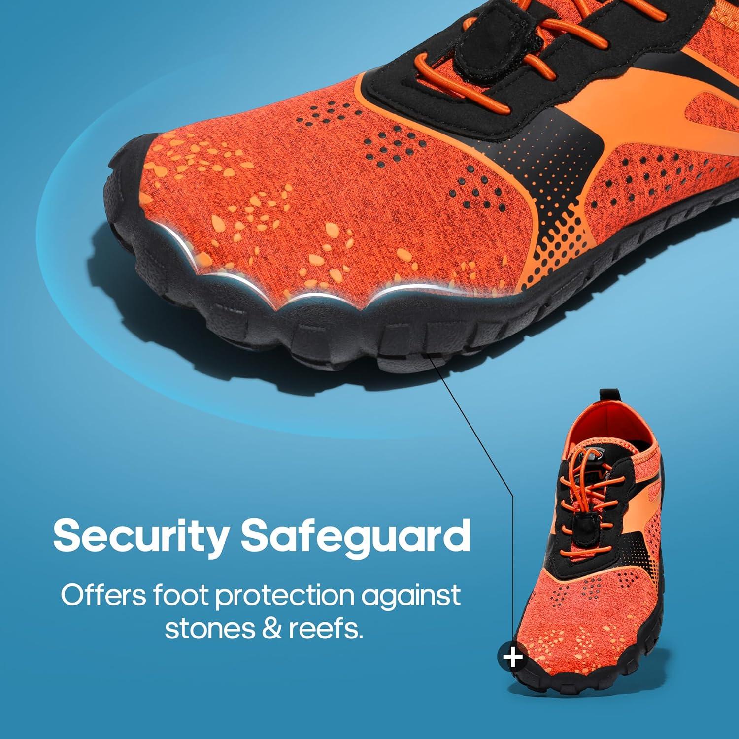 imageNORTIV 8 Mens Water Shoes Barefoot Athletic Lightweight Sports Aqua Shoes Outdoor Swim Fishing Hiking Diving Surf Walking Water Shoe TREKMANOrangeBlack