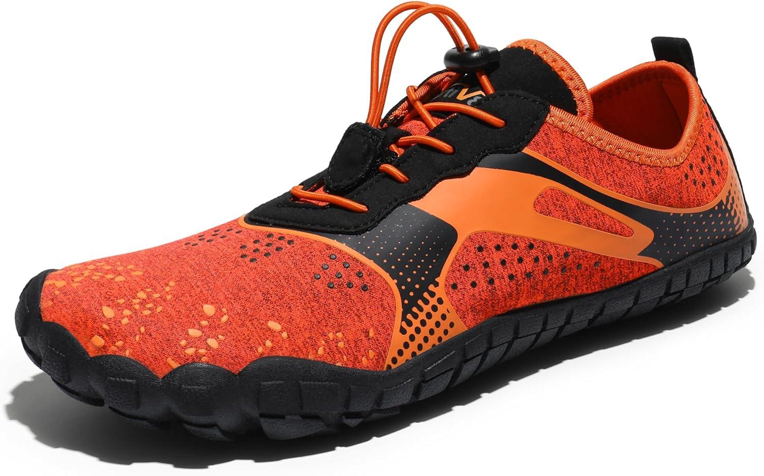 imageNORTIV 8 Mens Water Shoes Barefoot Athletic Lightweight Sports Aqua Shoes Outdoor Swim Fishing Hiking Diving Surf Walking Water Shoe TREKMANOrangeBlack