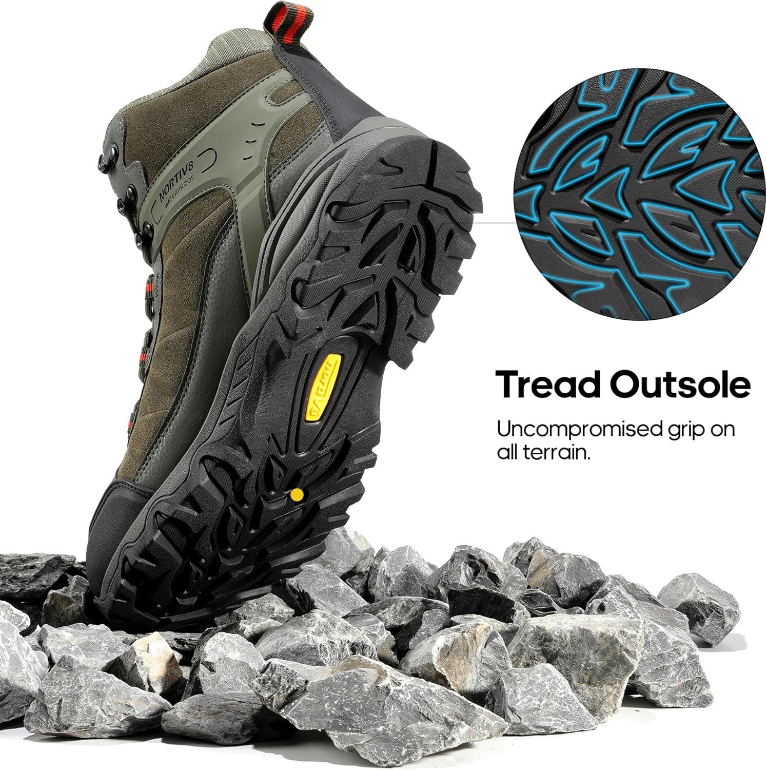 imageNORTIV 8 Mens Waterproof Hiking Boots Outdoor Mid Trekking Lightweight Mountaineering Shoes PaladinArmy Green