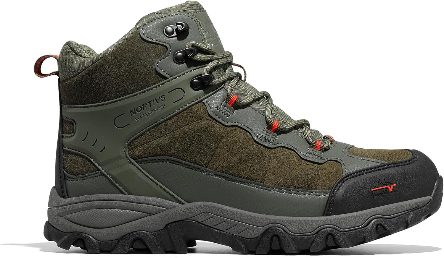 imageNORTIV 8 Mens Waterproof Hiking Boots Outdoor Mid Trekking Lightweight Mountaineering Shoes PaladinArmy Green