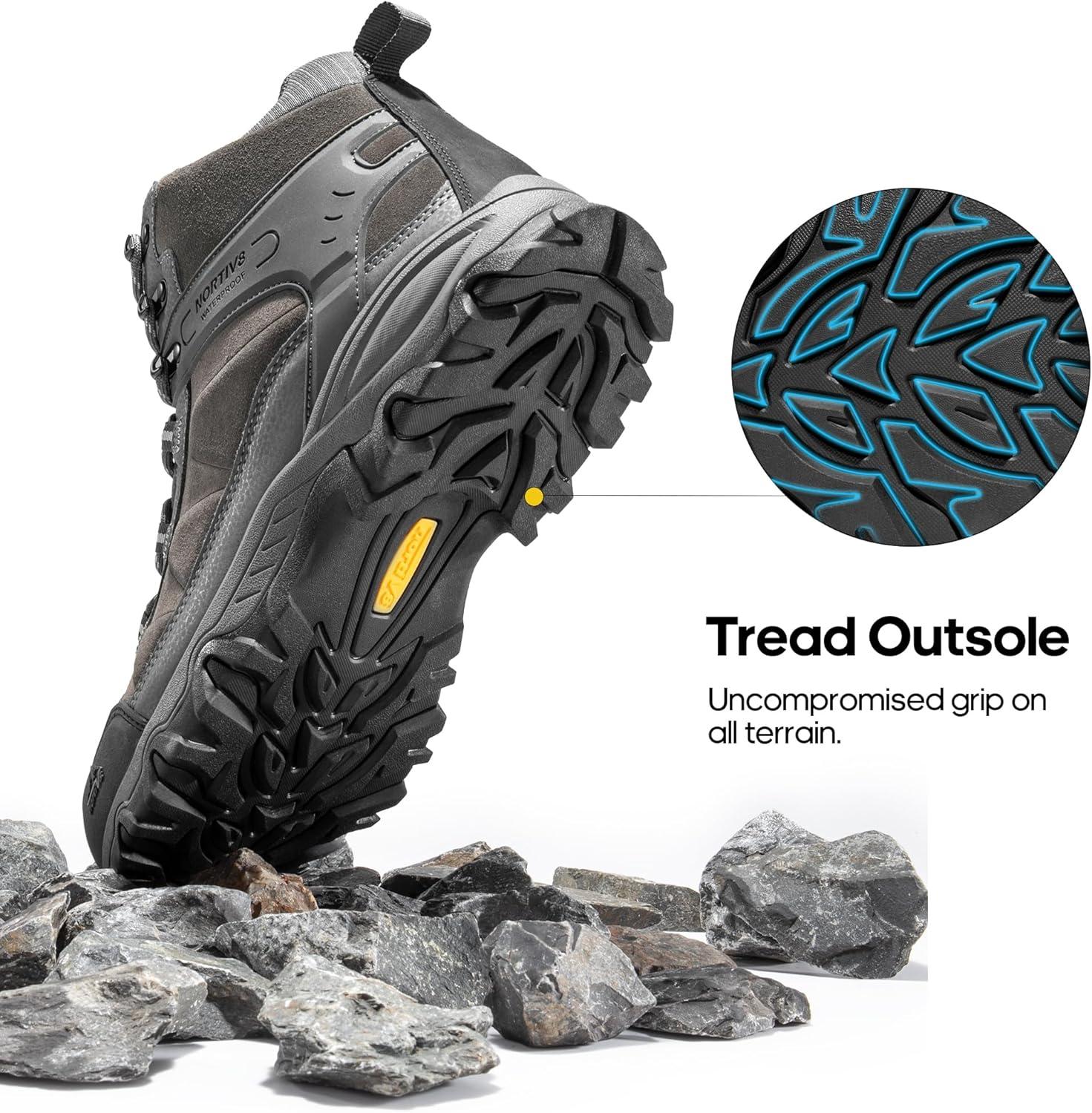 imageNORTIV 8 Mens Waterproof Hiking Boots Outdoor Mid Trekking Lightweight Mountaineering Shoes PaladinDark Grey