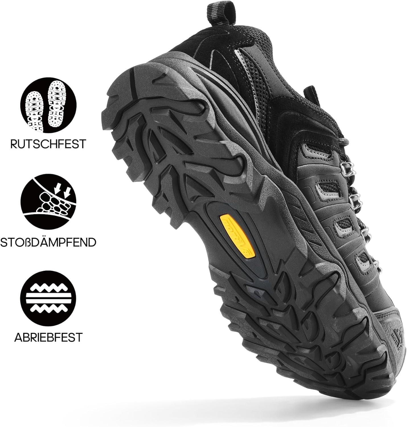 imageNORTIV 8 Mens Waterproof Hiking Shoes Leather LowTop Hiking Shoes for Outdoor Trailing Trekking Camping Walking QuestBlackGreypu