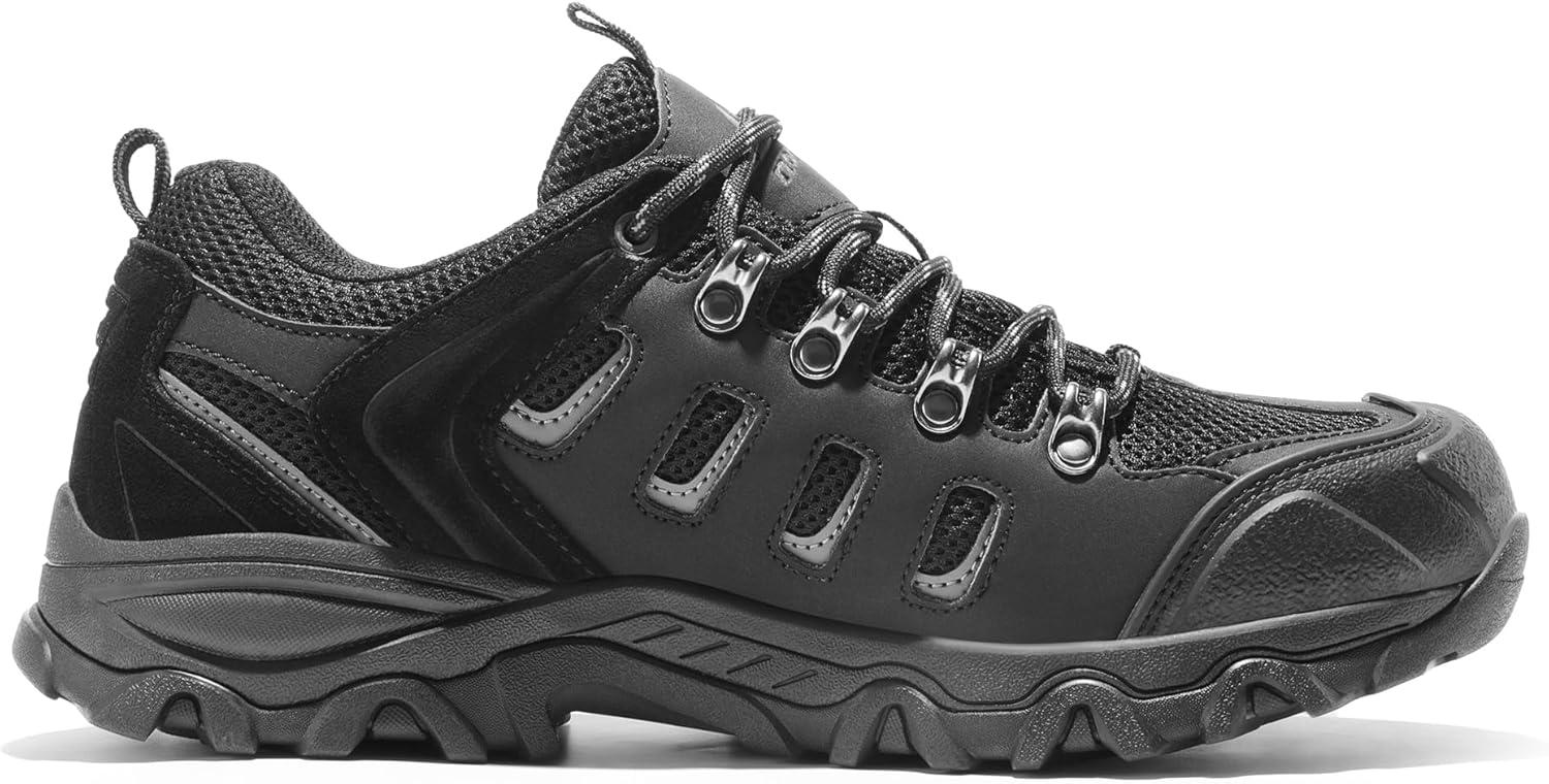 imageNORTIV 8 Mens Waterproof Hiking Shoes Leather LowTop Hiking Shoes for Outdoor Trailing Trekking Camping Walking QuestBlackGreypu