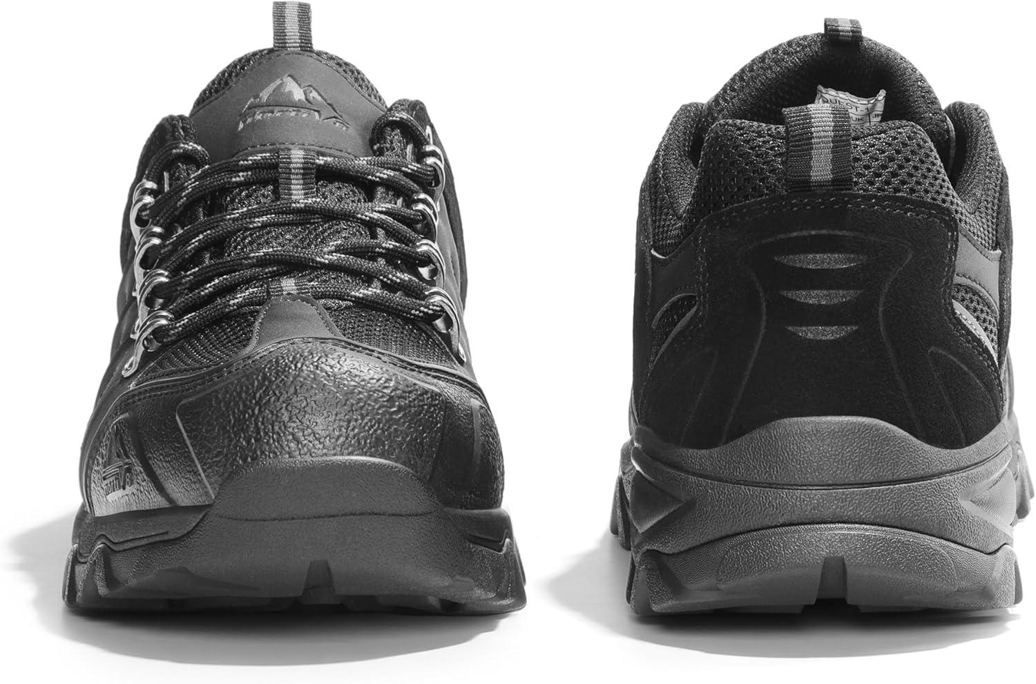 imageNORTIV 8 Mens Waterproof Hiking Shoes Leather LowTop Hiking Shoes for Outdoor Trailing Trekking Camping Walking QuestBlackGreypu