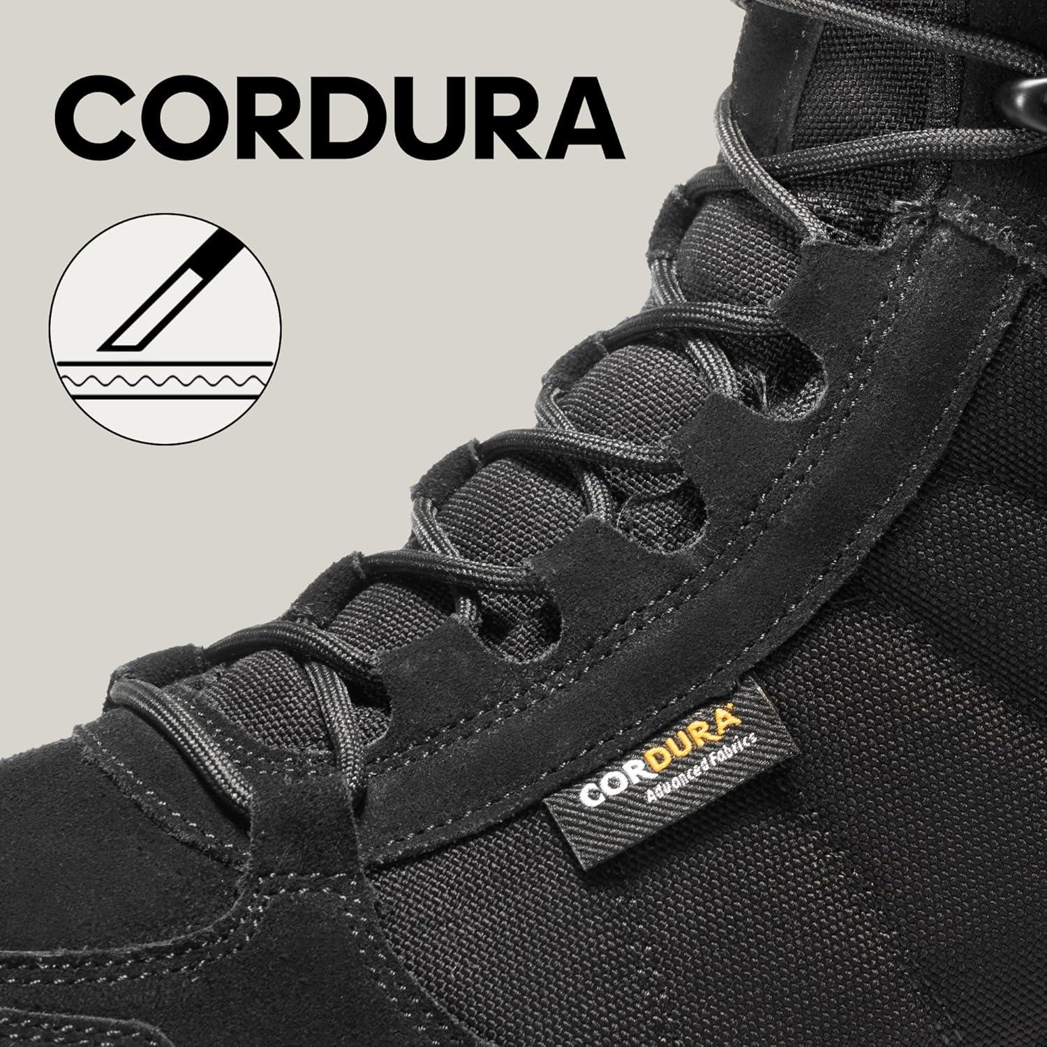 imageNORTIV 8 Mens Waterproof Lightweight Military Tactical Work Boots Outdoor Hiking Combat Motorcycle BootsWaterproofall Black