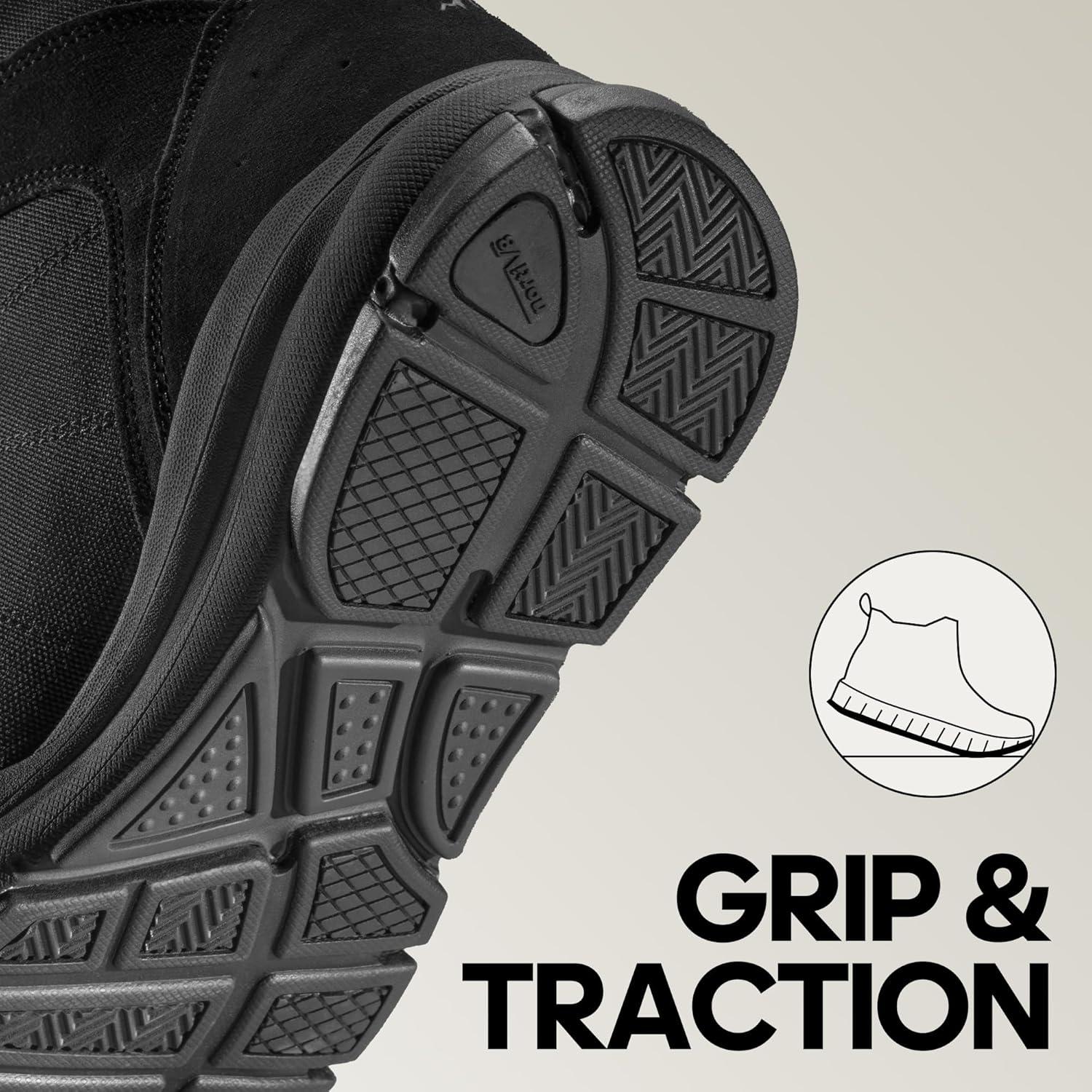 imageNORTIV 8 Mens Waterproof Lightweight Military Tactical Work Boots Outdoor Hiking Combat Motorcycle BootsWaterproofall Black