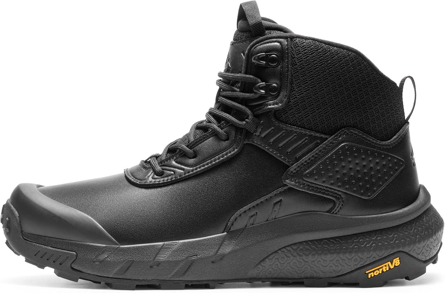 imageNORTIV 8 Mens Waterproof Military Tactical Work Boots Leather Motorcycle Combat Lightweight NonSlip Hiking Boots for Men DefenderBlack6 Inches