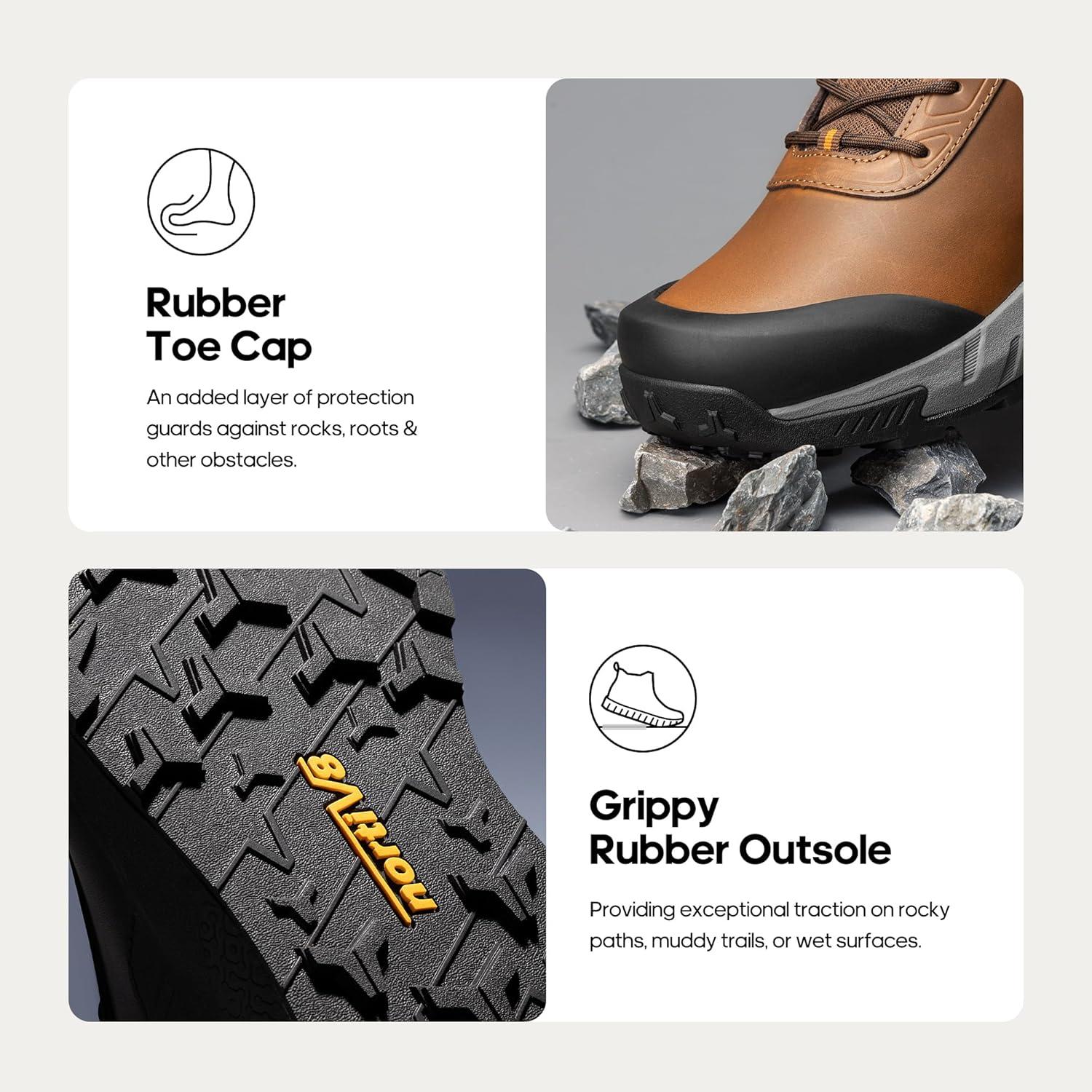 imageNORTIV 8 Mens Waterproof Military Tactical Work Boots Leather Motorcycle Combat Lightweight NonSlip Hiking Boots for Men DefenderBrown6 Inches