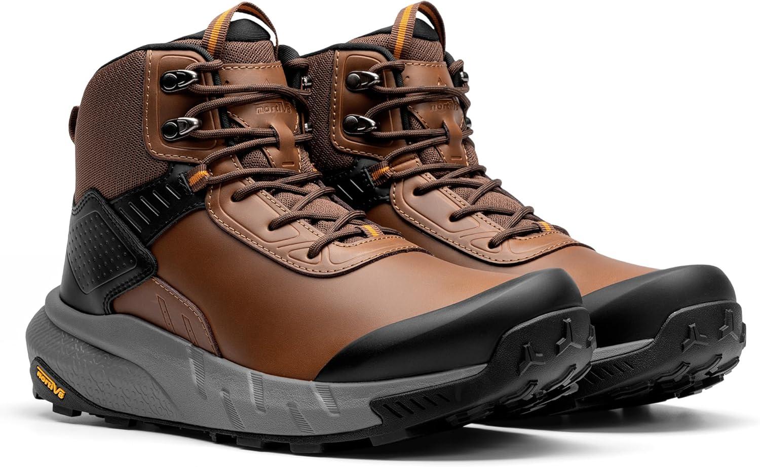 imageNORTIV 8 Mens Waterproof Military Tactical Work Boots Leather Motorcycle Combat Lightweight NonSlip Hiking Boots for Men DefenderBrown6 Inches