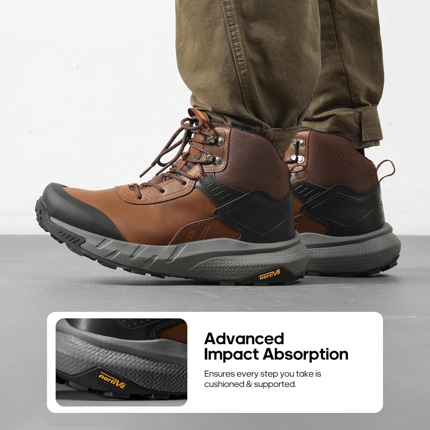 imageNORTIV 8 Mens Waterproof Military Tactical Work Boots Leather Motorcycle Combat Lightweight NonSlip Hiking Boots for Men DefenderBrown6 Inches