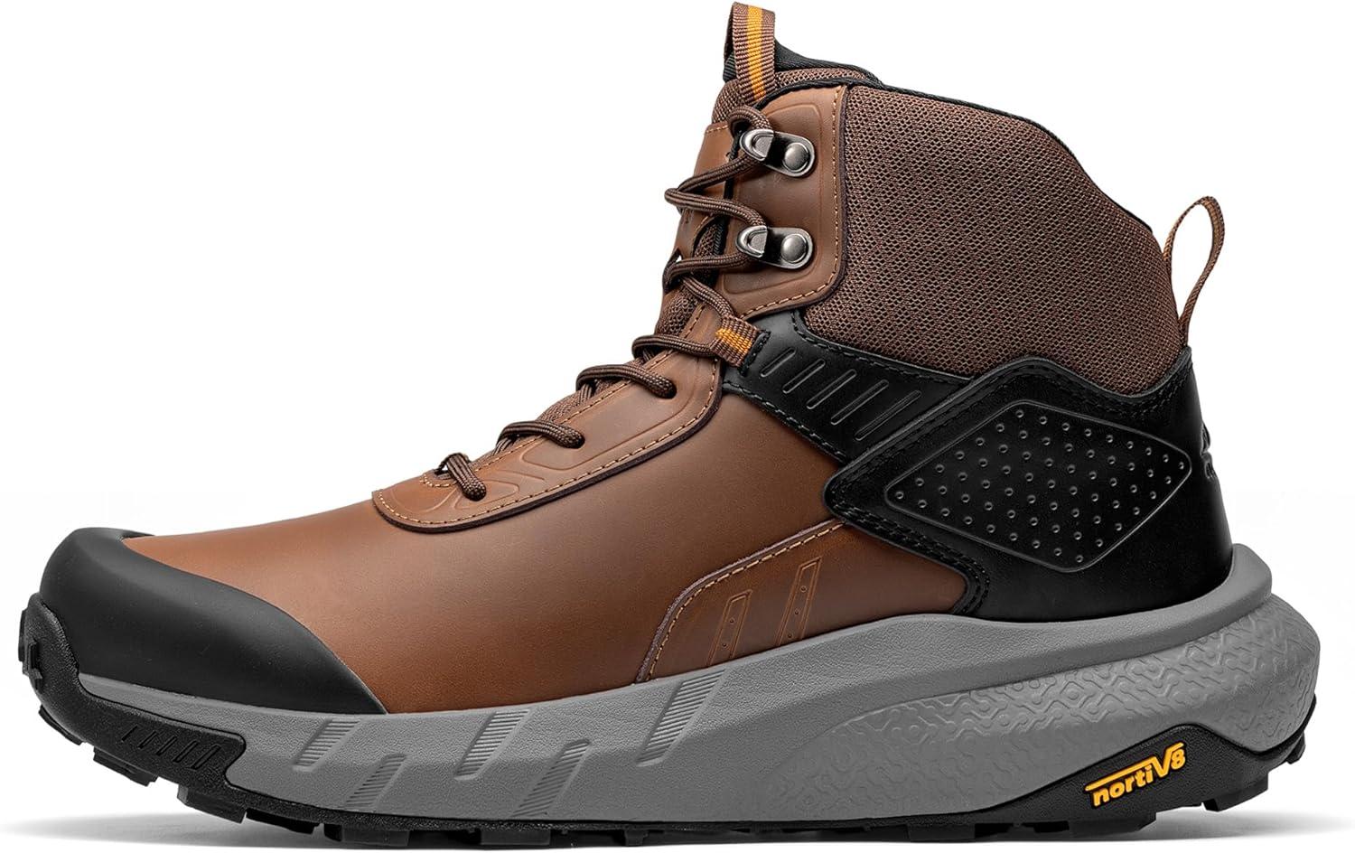 imageNORTIV 8 Mens Waterproof Military Tactical Work Boots Leather Motorcycle Combat Lightweight NonSlip Hiking Boots for Men DefenderBrown6 Inches