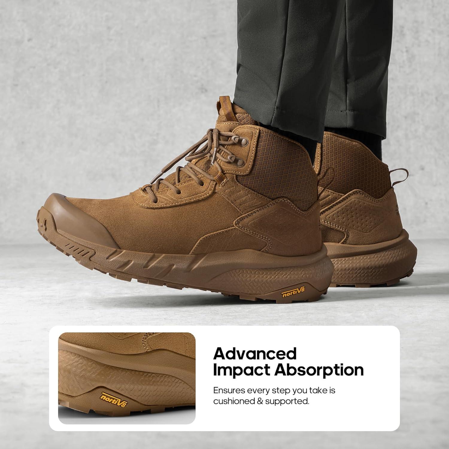 imageNORTIV 8 Mens Waterproof Military Tactical Work Boots Leather Motorcycle Combat Lightweight NonSlip Hiking Boots for Men DefenderCoyote6 Inches