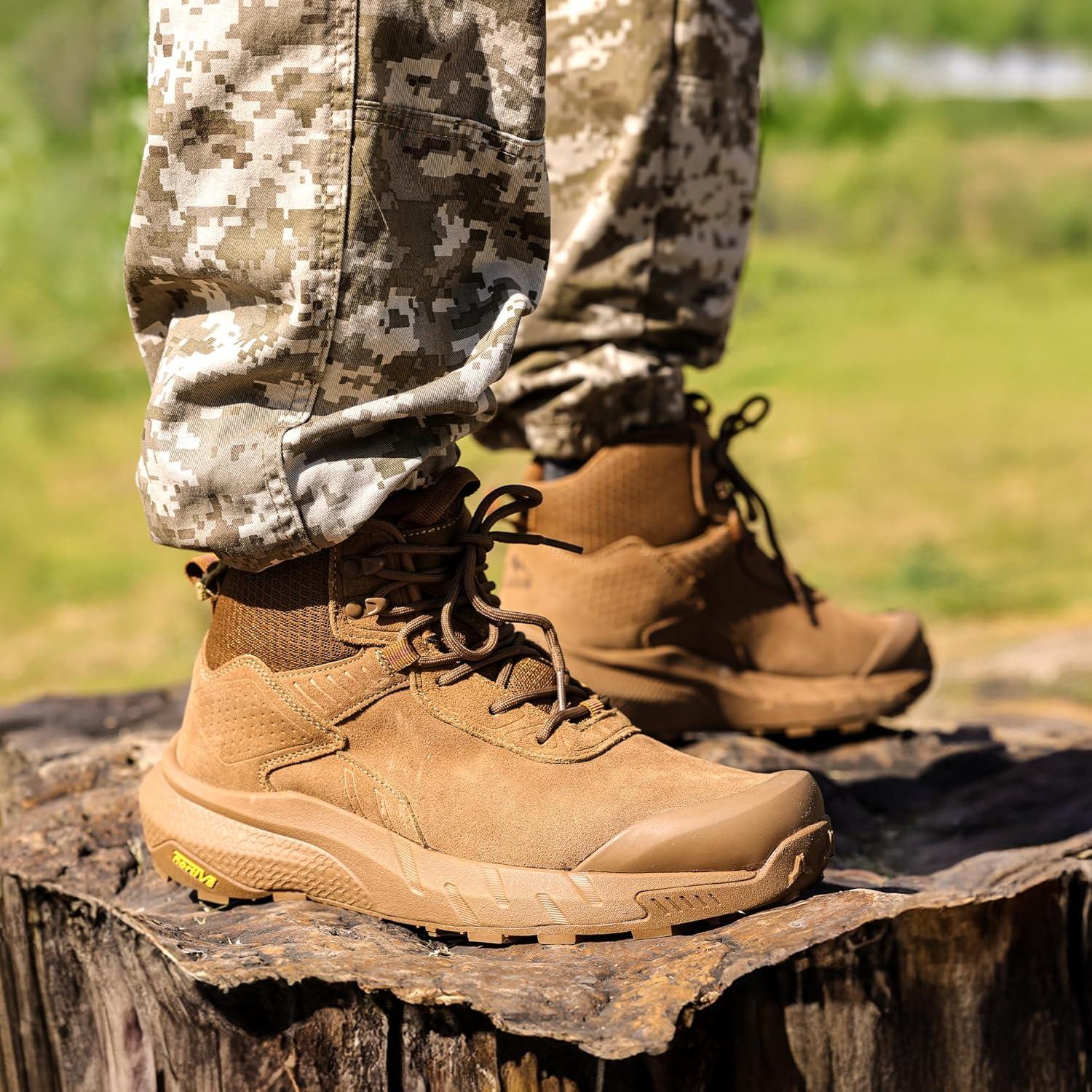 imageNORTIV 8 Mens Waterproof Military Tactical Work Boots Leather Motorcycle Combat Lightweight NonSlip Hiking Boots for Men DefenderCoyote6 Inches