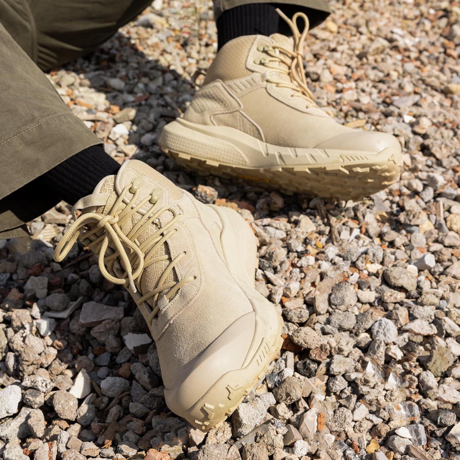 imageNORTIV 8 Mens Waterproof Military Tactical Work Boots Leather Motorcycle Combat Lightweight NonSlip Hiking Boots for Men DefenderSand6 Inches