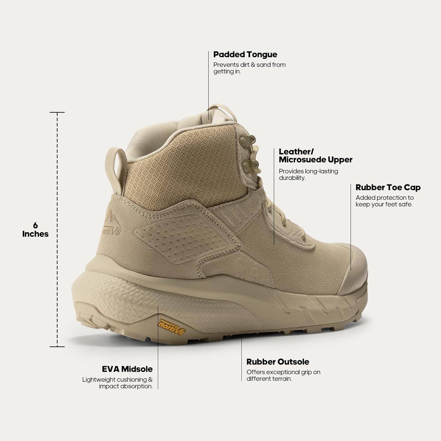 imageNORTIV 8 Mens Waterproof Military Tactical Work Boots Leather Motorcycle Combat Lightweight NonSlip Hiking Boots for Men DefenderSand6 Inches