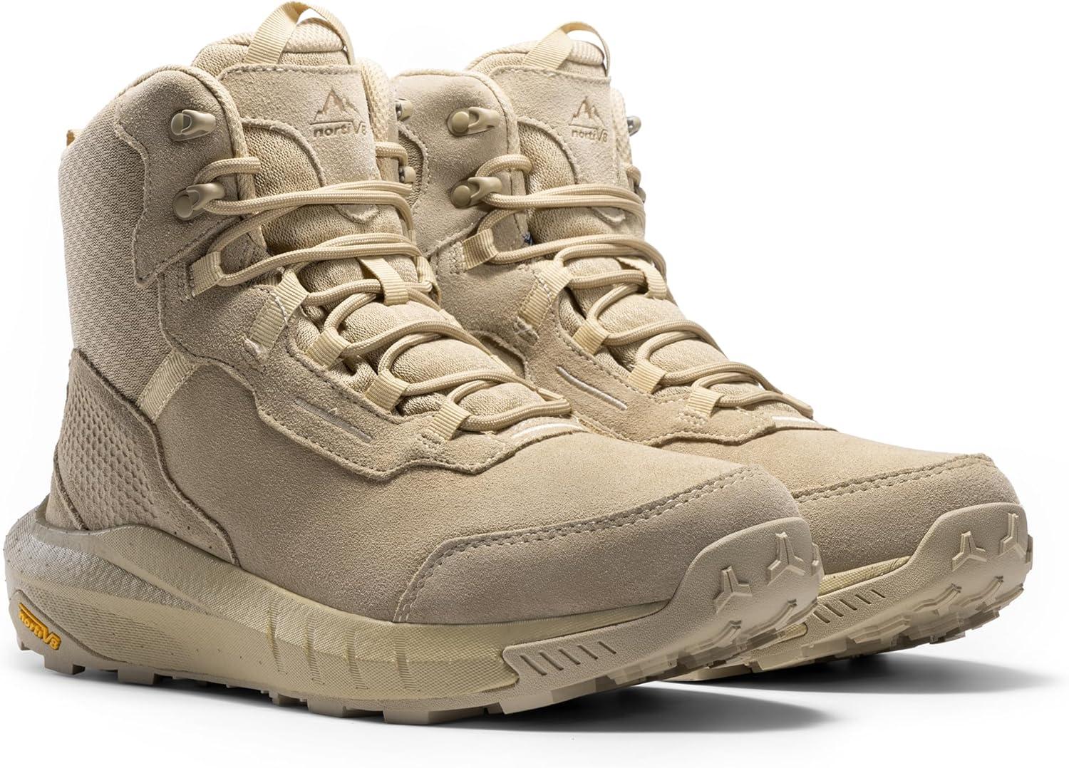 imageNORTIV 8 Mens Waterproof Tactical Work Winter Boots Cushion Sole Lightweight Leather NonSlip Combat Boots with Arch Support for Military Motorcycle Hiking HydroRangeSand