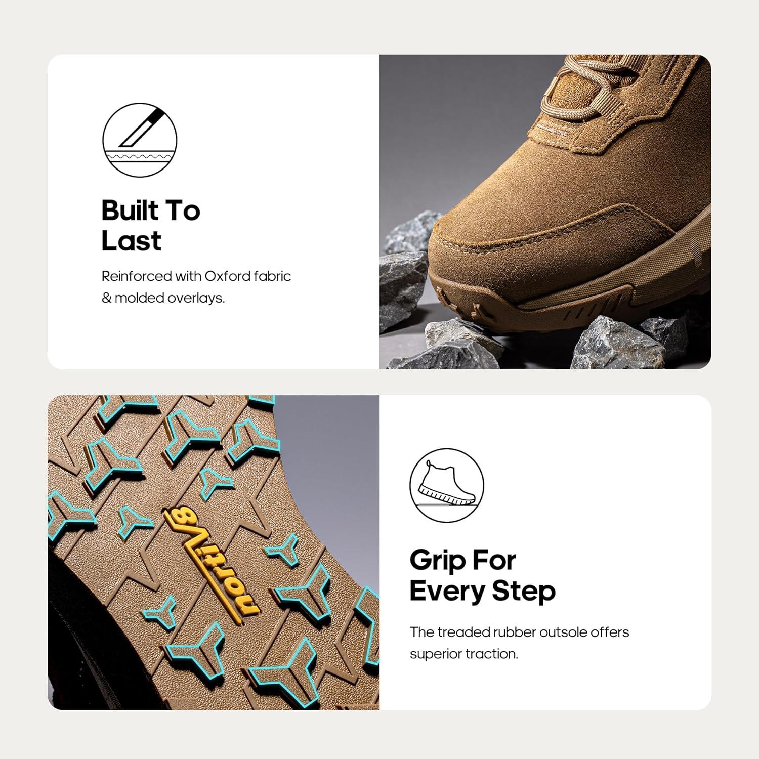 imageNORTIV 8 Mens Waterproof Tactical Work Winter Boots Cushion Sole Lightweight Leather NonSlip Combat Boots with Arch Support for Military Motorcycle Hiking HydroRangeCoyote