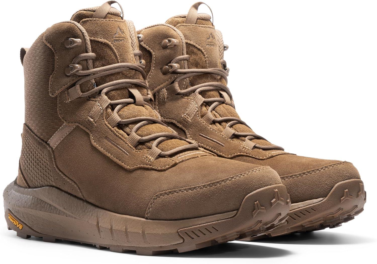 imageNORTIV 8 Mens Waterproof Tactical Work Winter Boots Cushion Sole Lightweight Leather NonSlip Combat Boots with Arch Support for Military Motorcycle Hiking HydroRangeCoyote