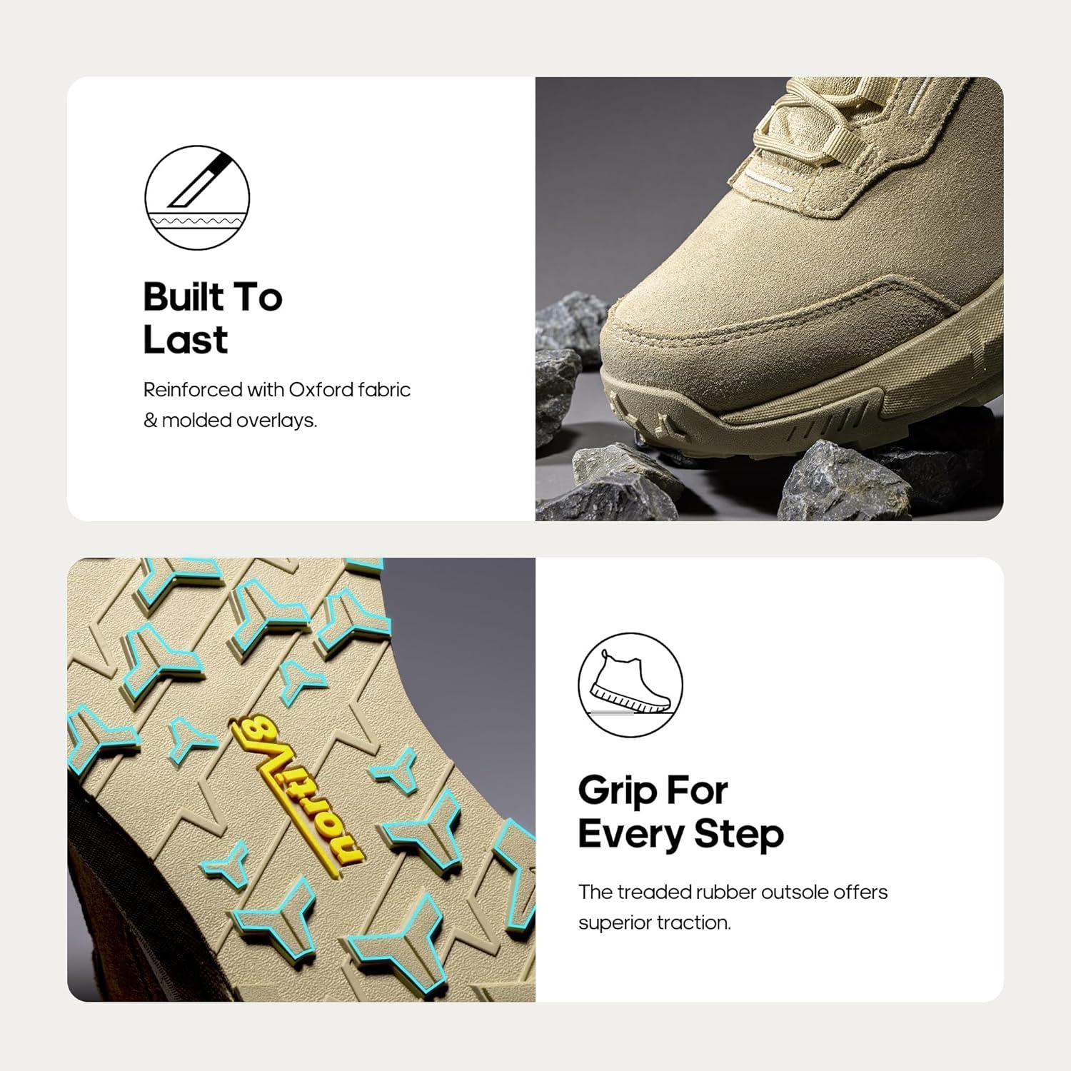 imageNORTIV 8 Mens Waterproof Tactical Work Winter Boots Cushion Sole Lightweight Leather NonSlip Combat Boots with Arch Support for Military Motorcycle Hiking HydroRangeSand