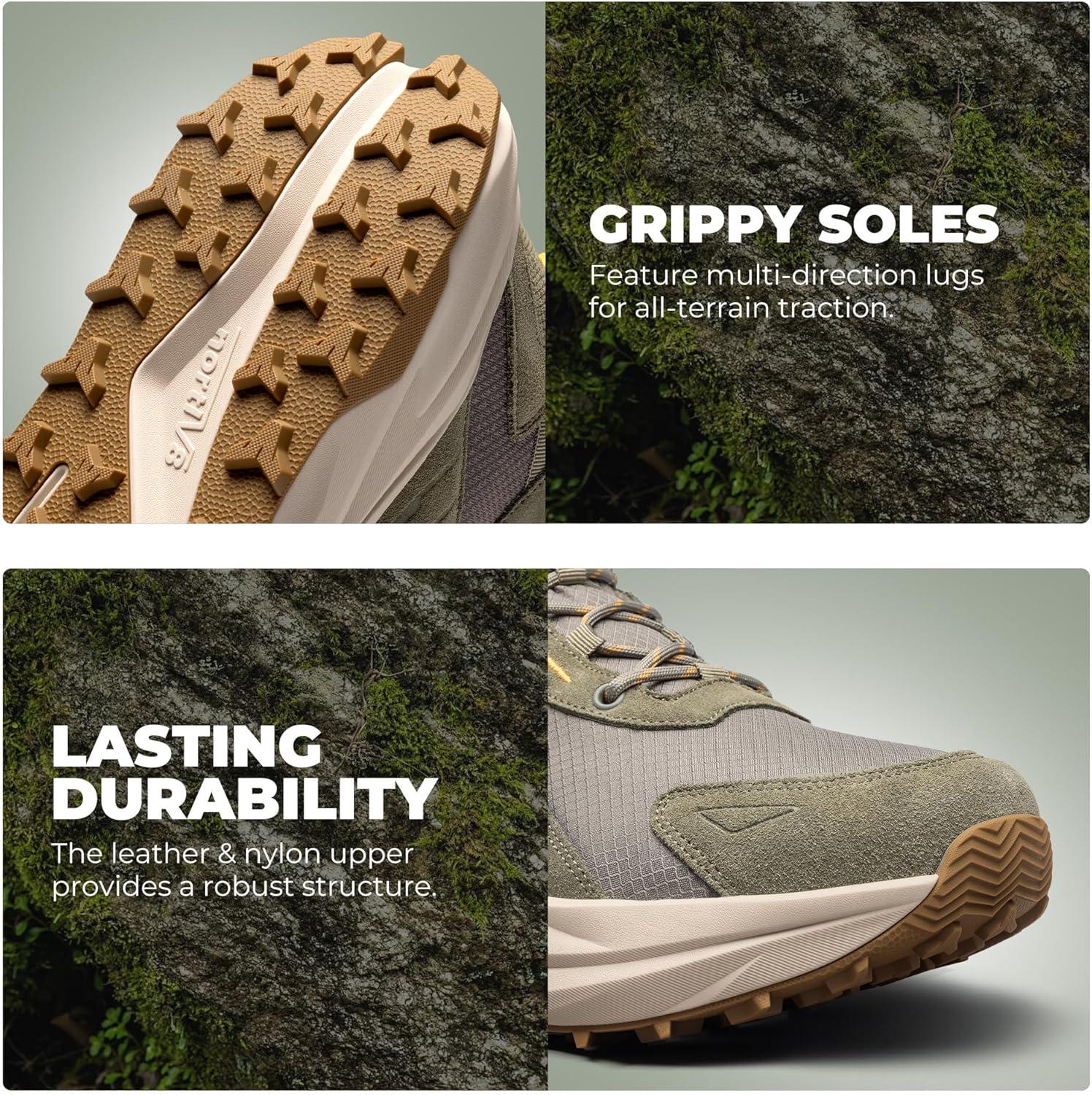 imageNORTIV 8 Mens Wide Toe Box Hiking Boots Low Drop Waterproof Outdoor Trekking Camping Shoes KatahdinOlive