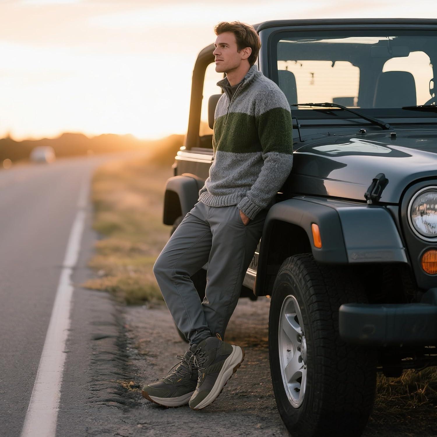 imageNORTIV 8 Mens Wide Toe Box Hiking Boots Low Drop Waterproof Outdoor Trekking Camping Shoes KatahdinOlive