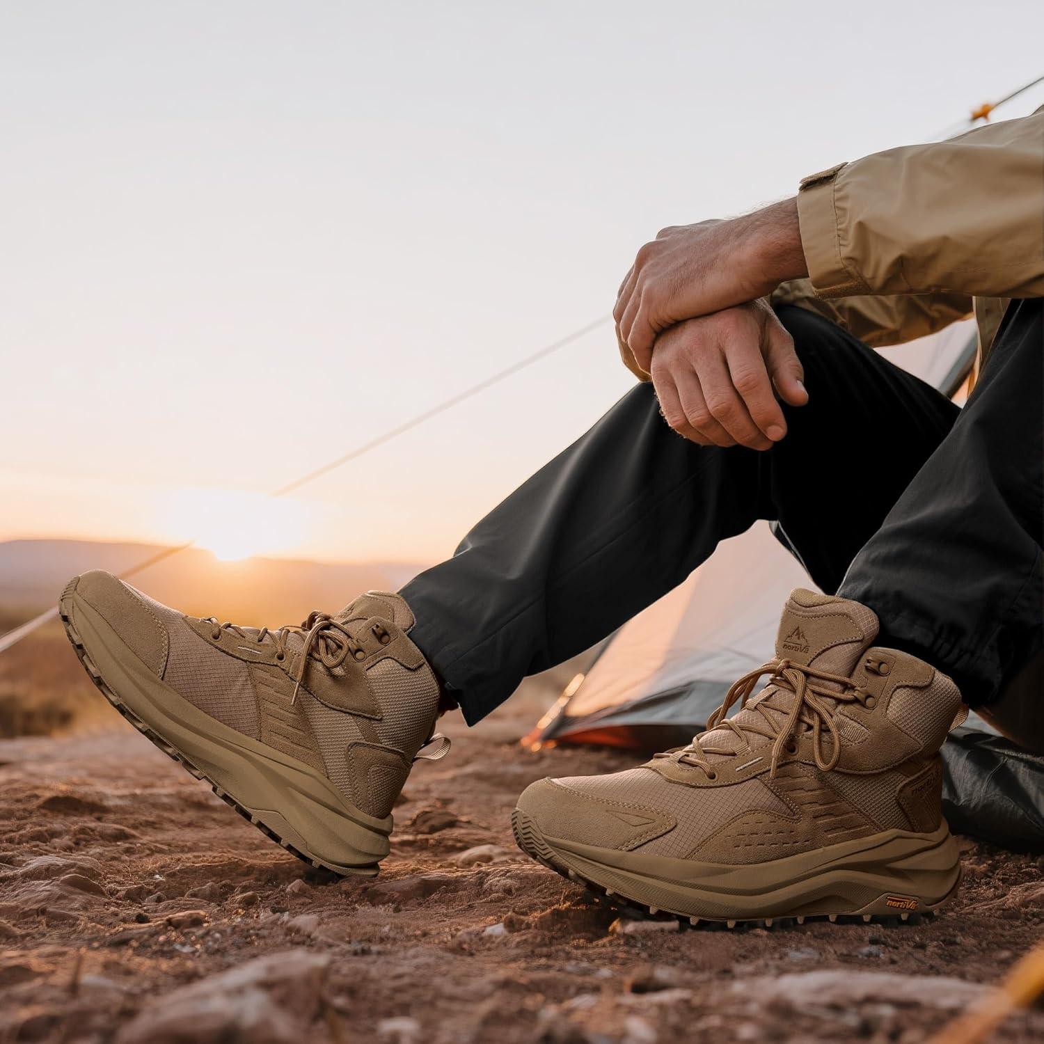 imageNORTIV 8 Mens Wide Toe Box Hiking Boots Low Drop Waterproof Outdoor Trekking Camping Shoes KatahdinSand