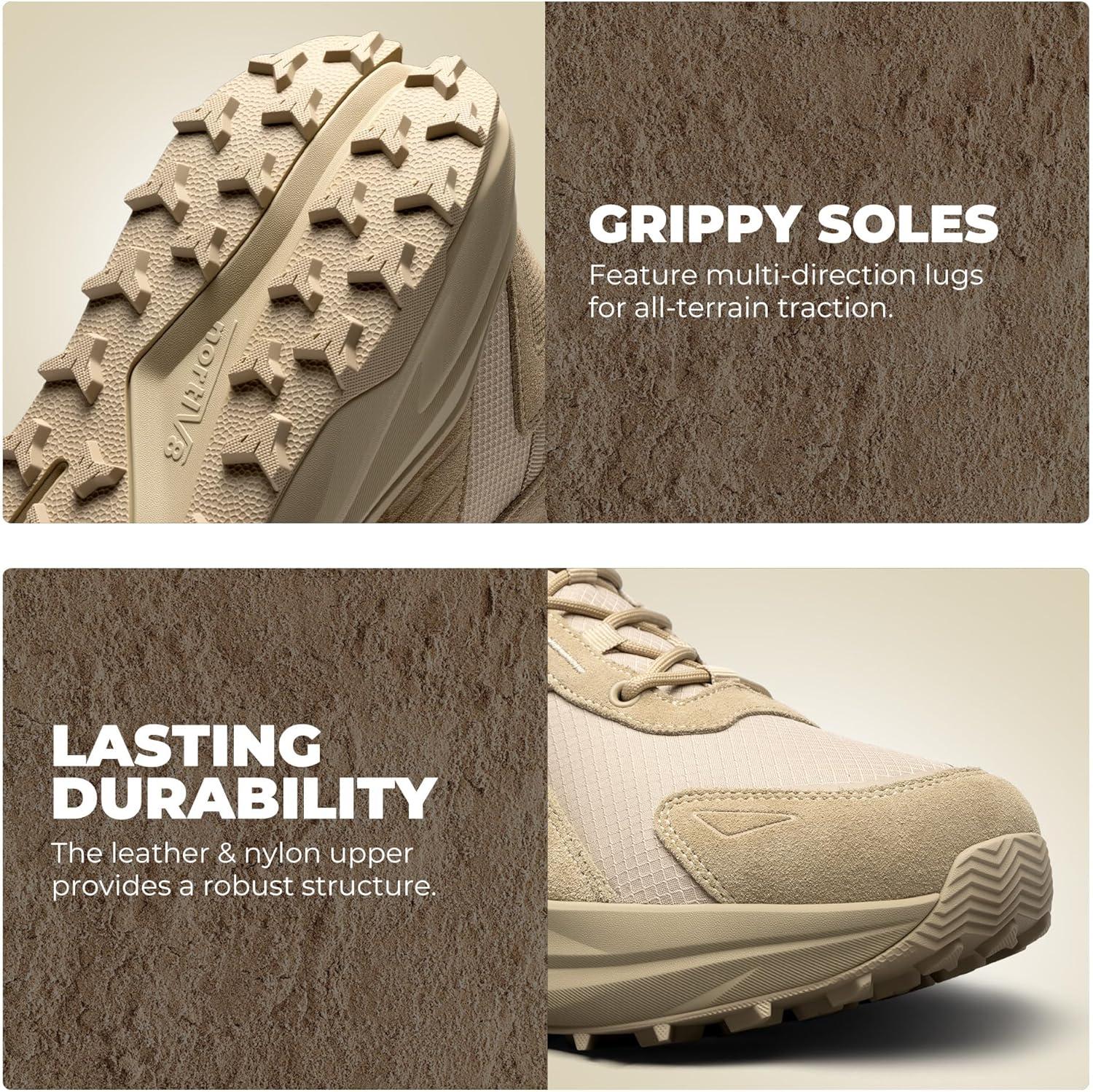 imageNORTIV 8 Mens Wide Toe Box Hiking Boots Low Drop Waterproof Outdoor Trekking Camping Shoes KatahdinSand