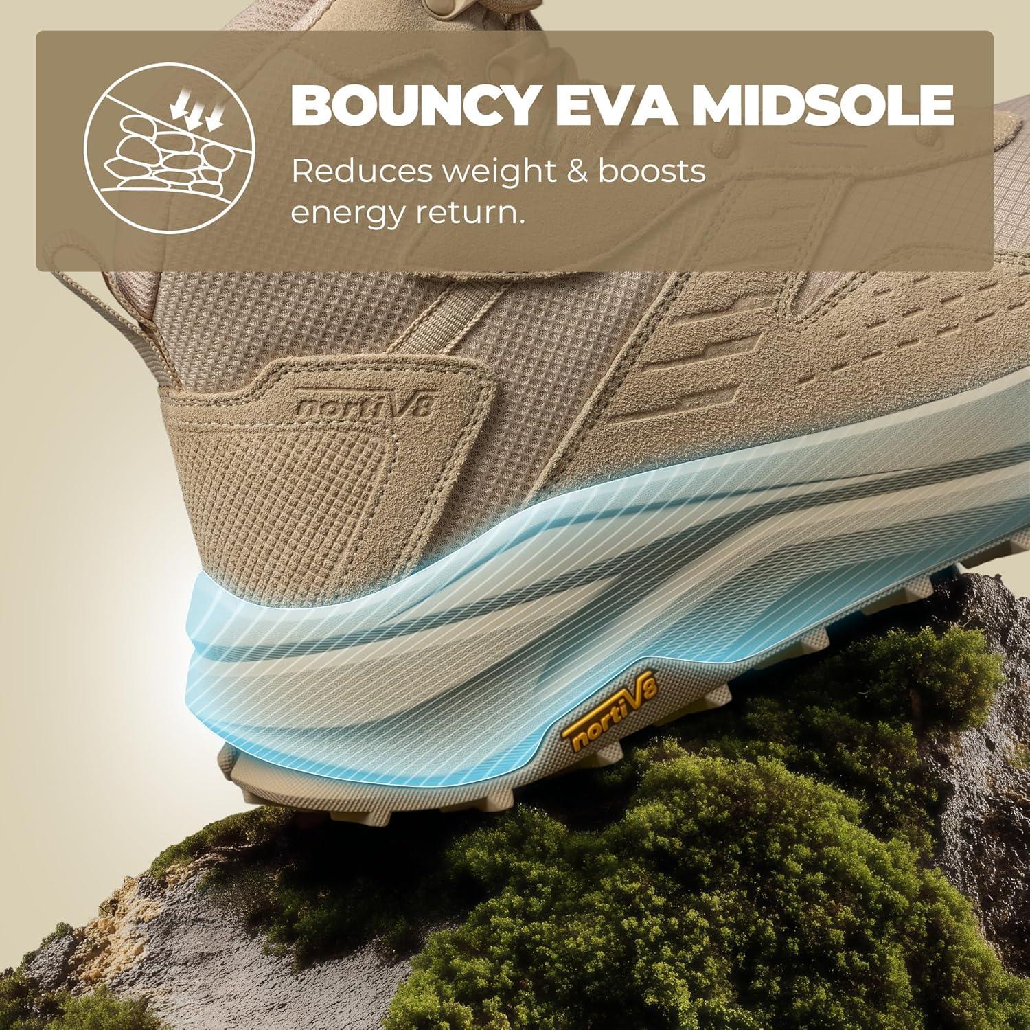 imageNORTIV 8 Mens Wide Toe Box Hiking Boots Low Drop Waterproof Outdoor Trekking Camping Shoes KatahdinSand