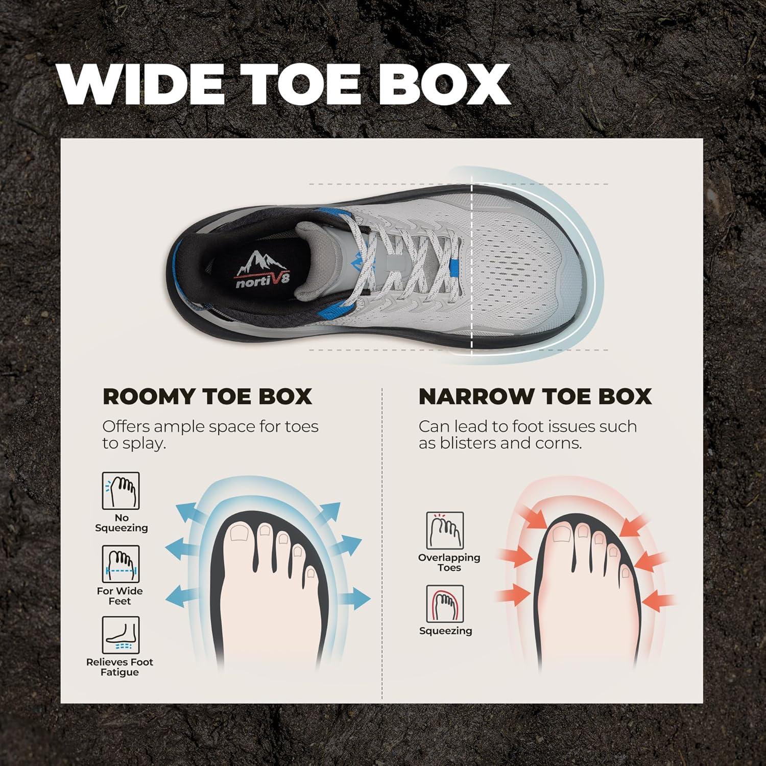 imageNORTIV 8 Mens Wide Toe Box Trail Running Shoes Cushion Walking Barefoot Tennis Workout Gym Cross Training Shoe Fashion Sneakers WhitneyBlackLight Grey