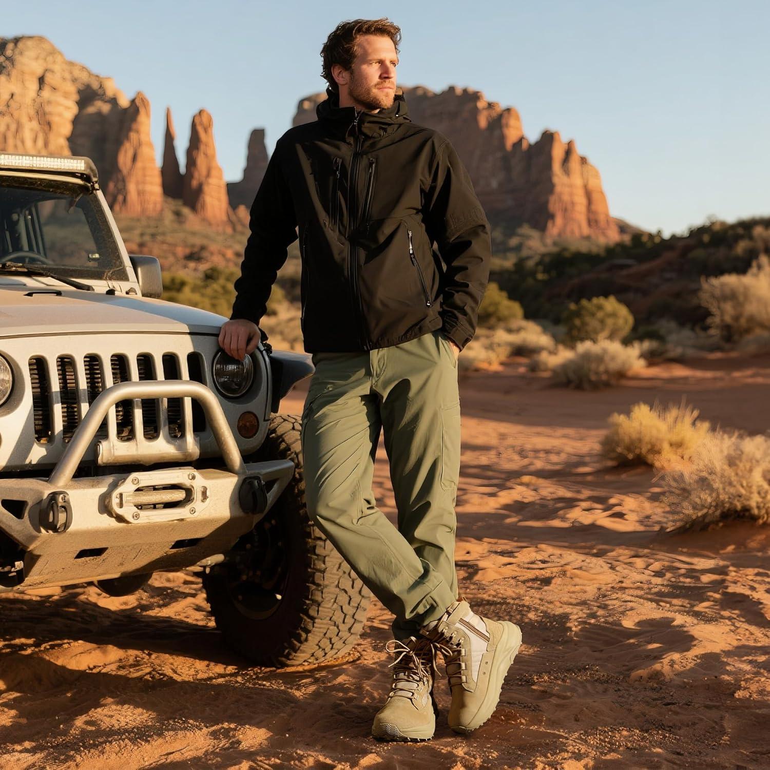 imageNORTIV 8 Mens Wide Toe Box Work Military Tactical Boots Barefoot Hiking Low Drop Leather Side Zipper Motorcycle Combat Boots PikesSand