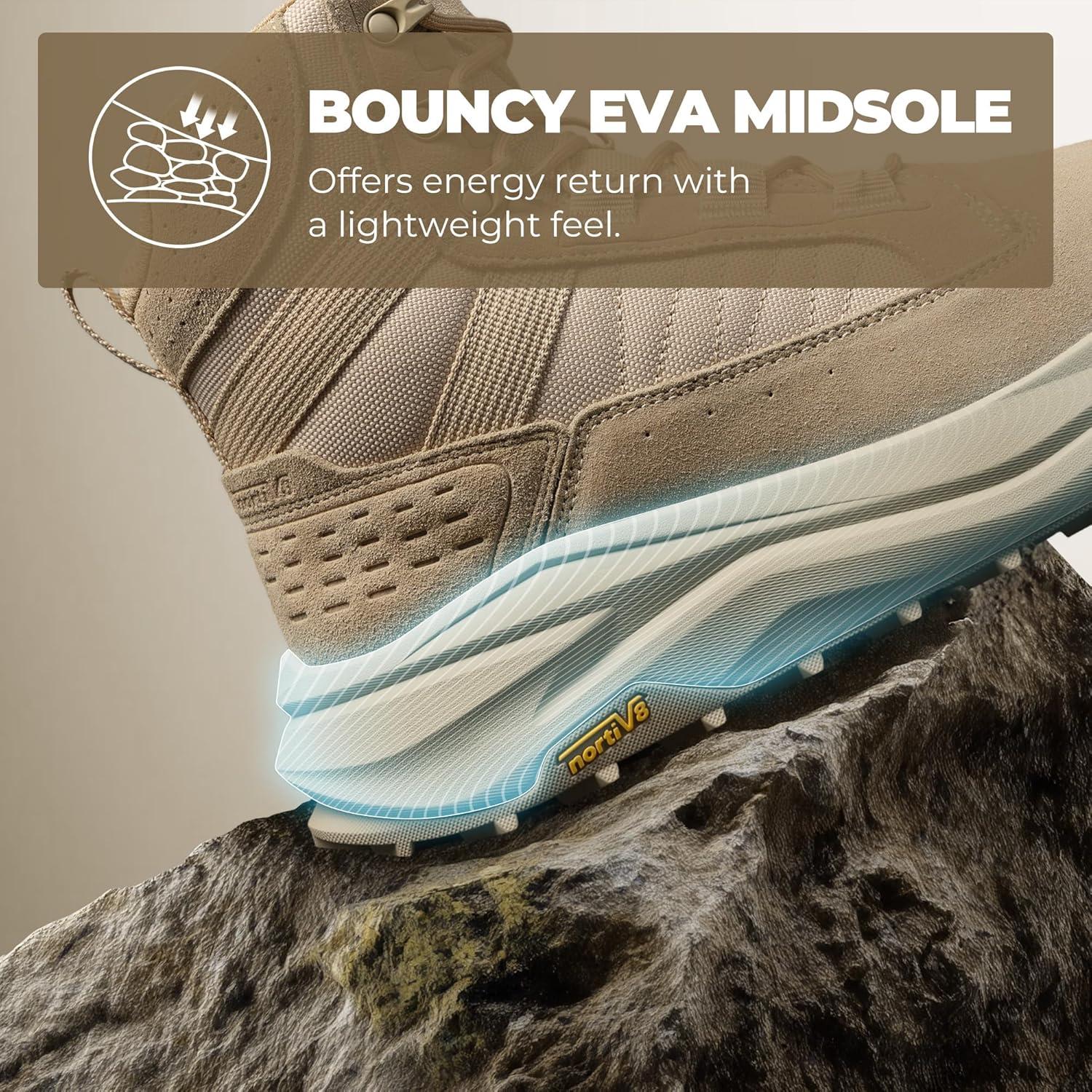 imageNORTIV 8 Mens Wide Toe Box Work Military Tactical Boots Barefoot Hiking Low Drop Leather Side Zipper Motorcycle Combat Boots PikesSand