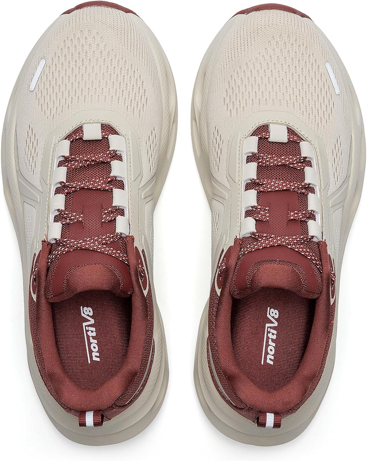 imageNORTIV 8 Womens Comfortable Walking Shoes Running Tennis MovePropel Athletic Gym Workout Jogging Fashion SneakersBeigeBurgundy