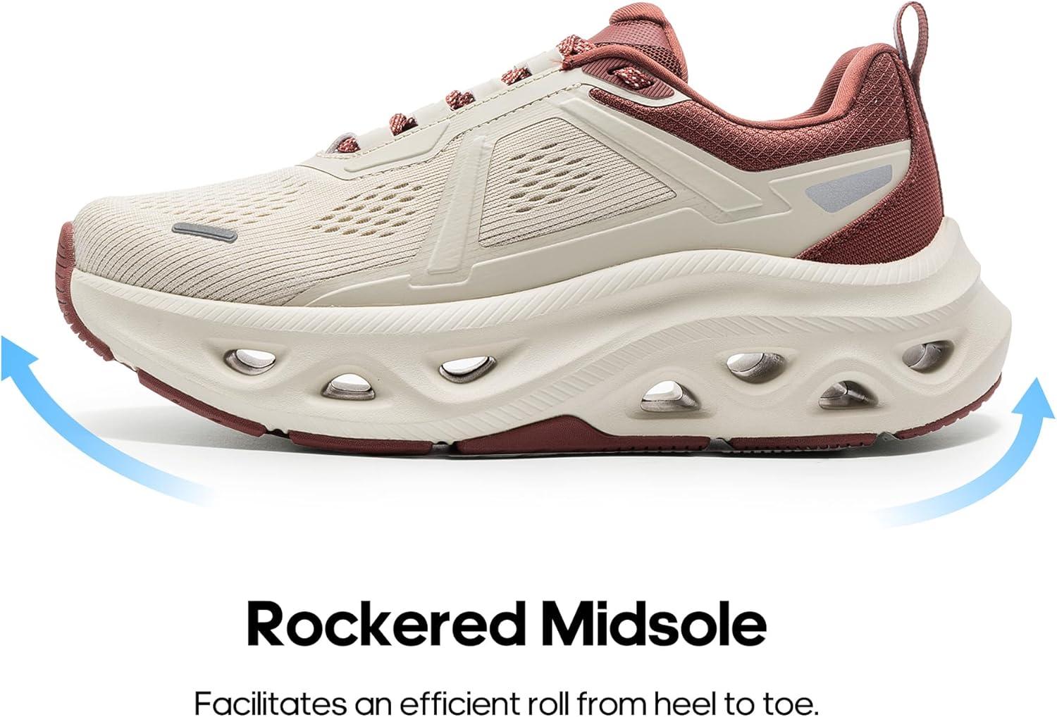 imageNORTIV 8 Womens Comfortable Walking Shoes Running Tennis MovePropel Athletic Gym Workout Jogging Fashion SneakersBeigeBurgundy