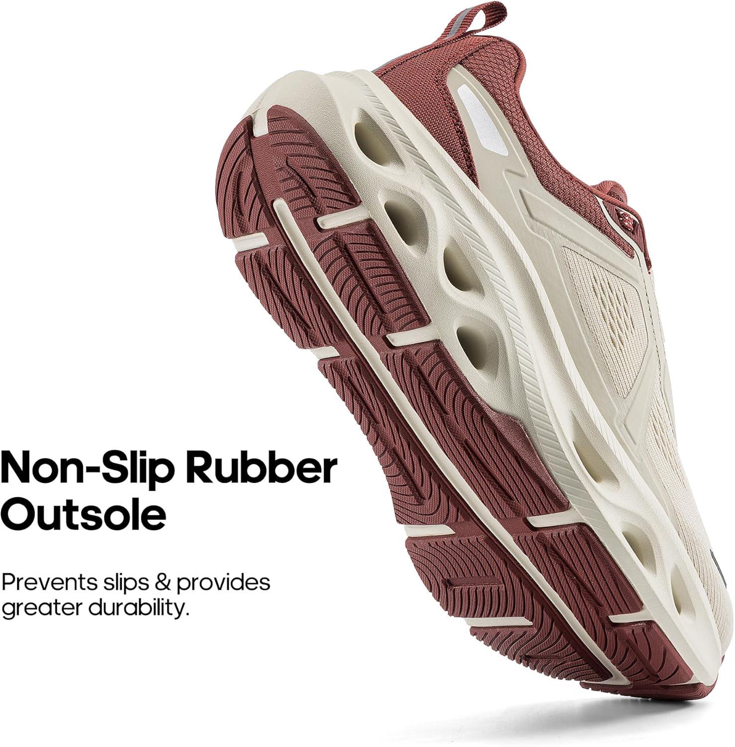 imageNORTIV 8 Womens Comfortable Walking Shoes Running Tennis MovePropel Athletic Gym Workout Jogging Fashion SneakersBeigeBurgundy