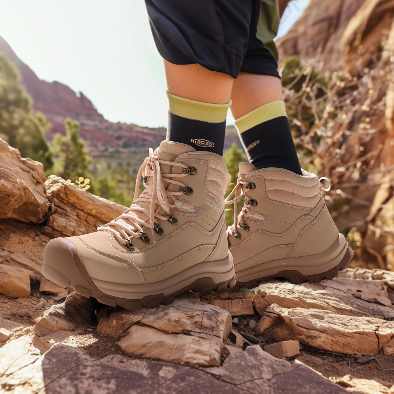 imageNORTIV 8 Womens Hiking Boots Waterproof Trekking Camping Trail Backpacking Boots for OutdoorCamel