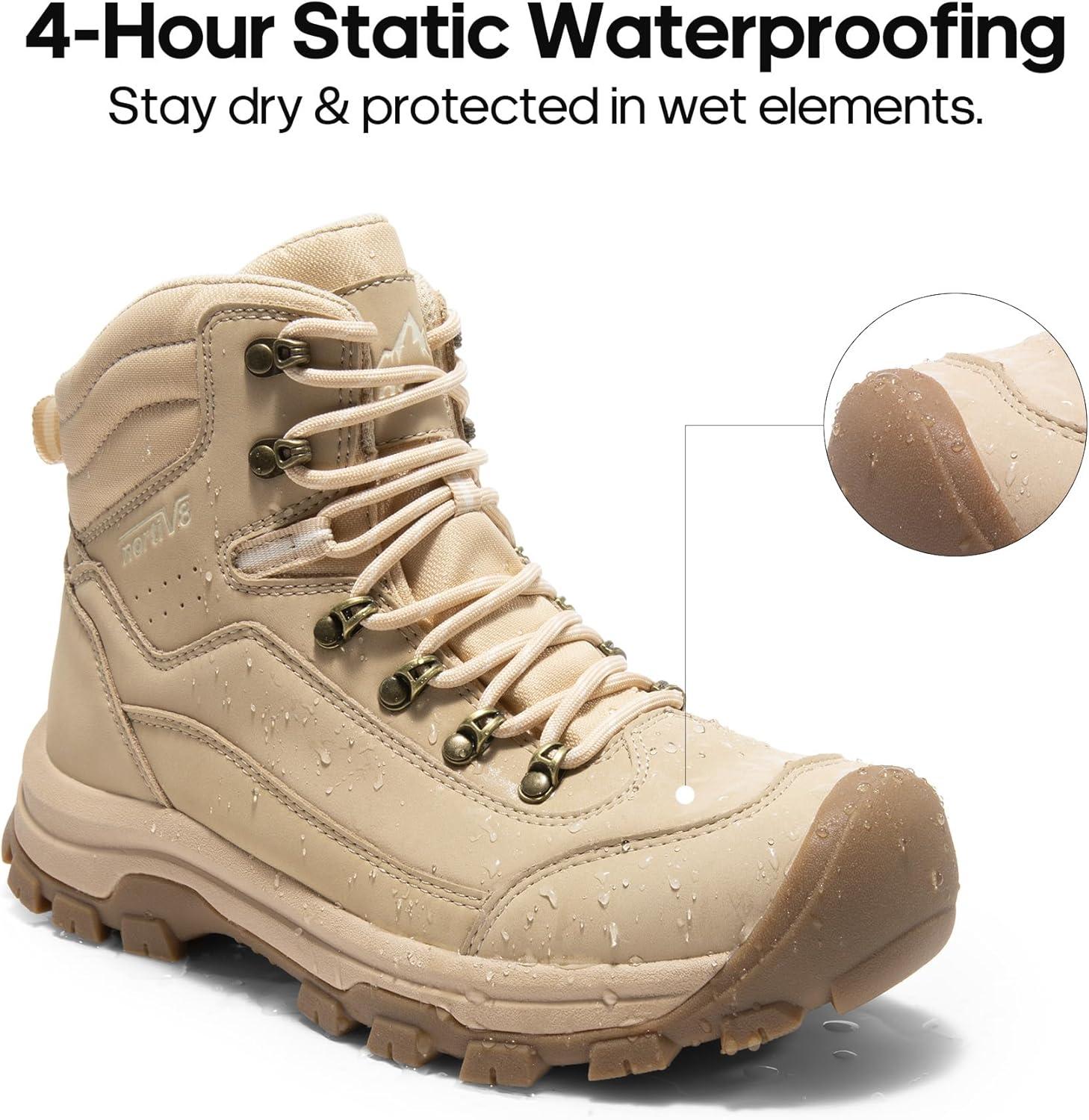 imageNORTIV 8 Womens Hiking Boots Waterproof Trekking Camping Trail Backpacking Boots for OutdoorCamel