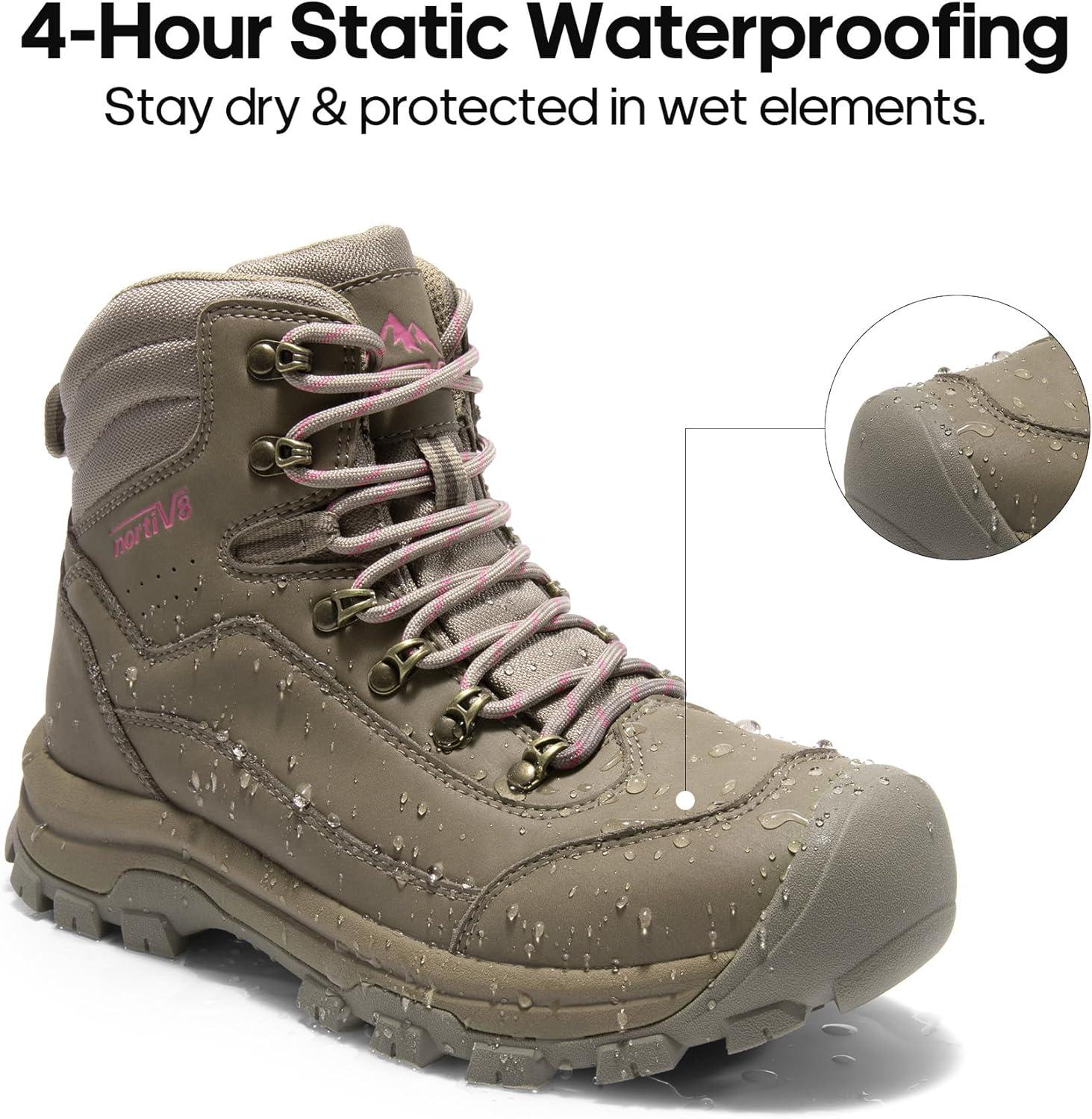 imageNORTIV 8 Womens Hiking Boots Waterproof Trekking Camping Trail Backpacking Boots for OutdoorCoffee