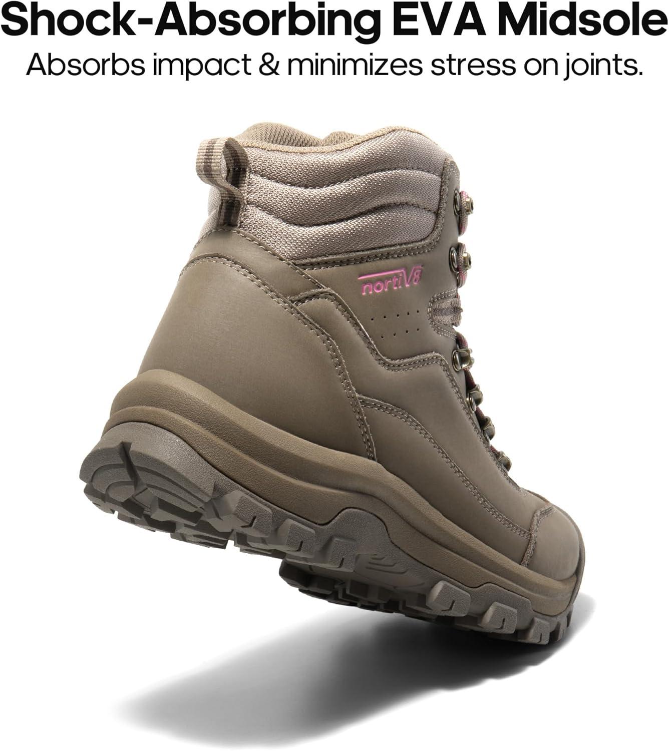 imageNORTIV 8 Womens Hiking Boots Waterproof Trekking Camping Trail Backpacking Boots for OutdoorCoffee