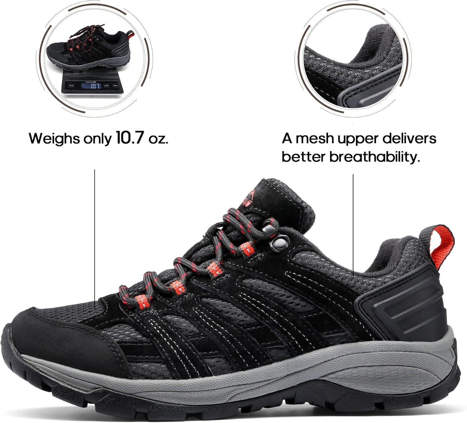 imageNORTIV 8 Womens Hiking Shoes Lightweight Breathable Mesh Walking Sneakers Outdoor Work Shoes WanderBlack