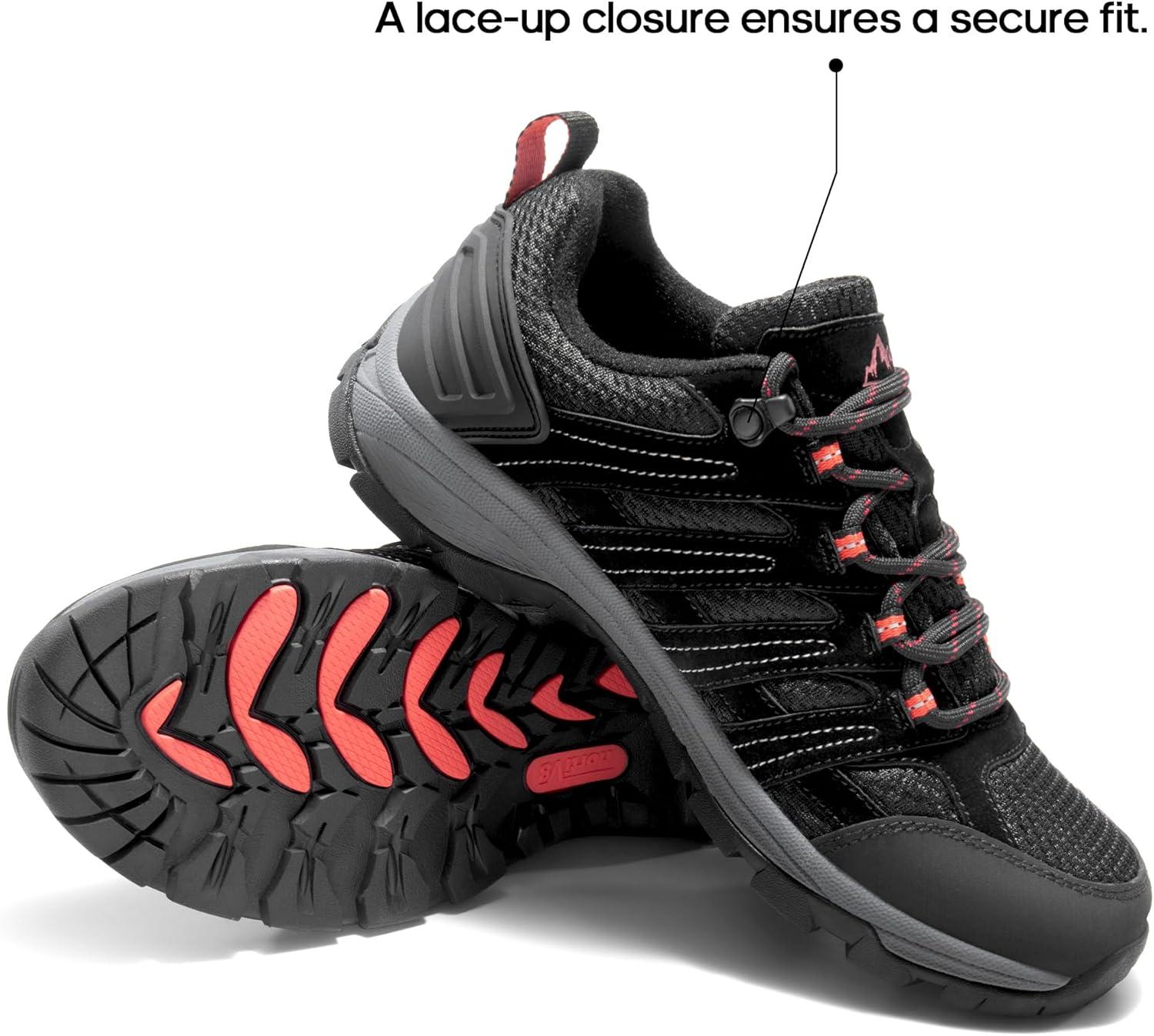 imageNORTIV 8 Womens Hiking Shoes Lightweight Breathable Mesh Walking Sneakers Outdoor Work Shoes WanderBlackpu