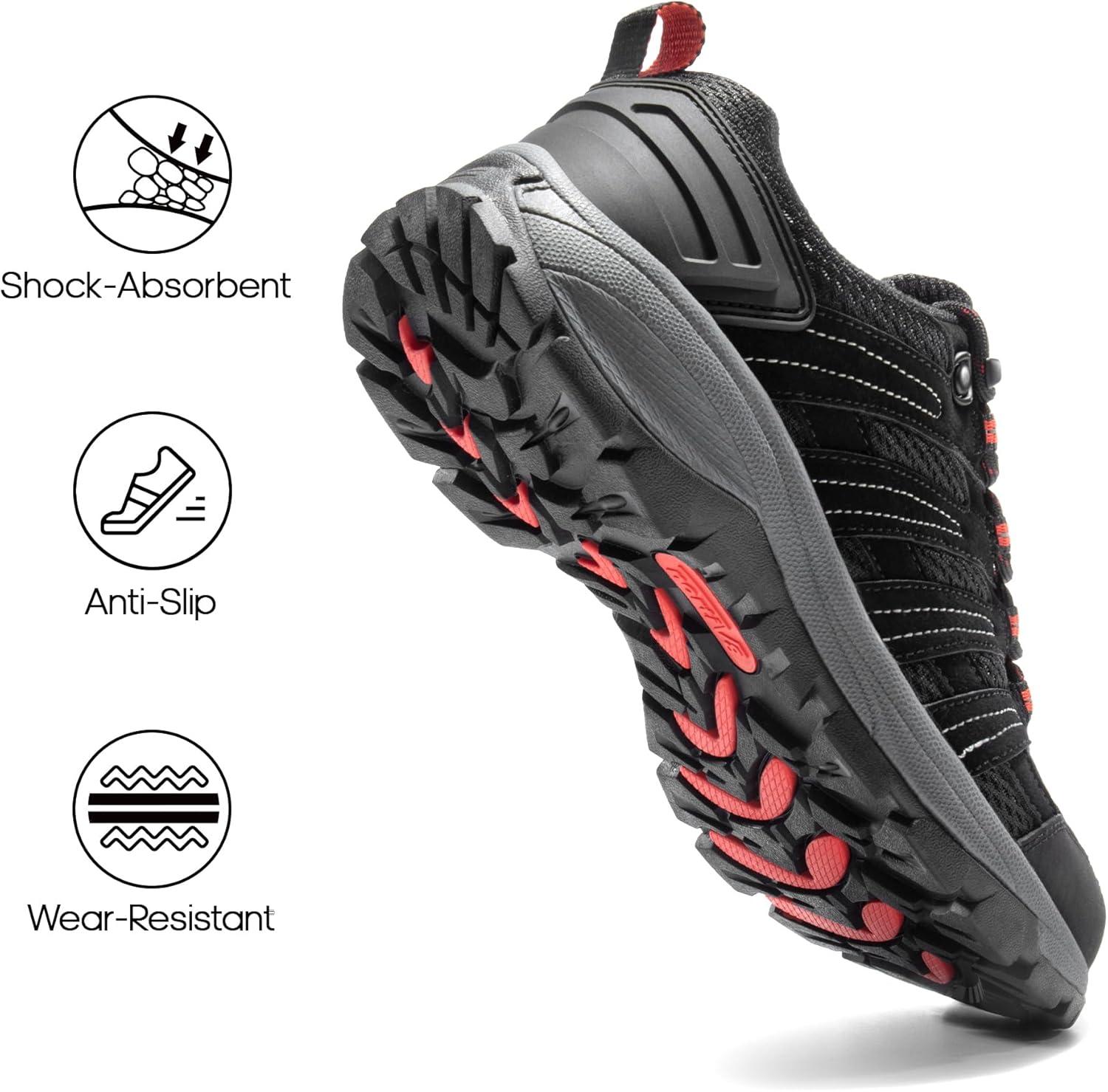 imageNORTIV 8 Womens Hiking Shoes Lightweight Breathable Mesh Walking Sneakers Outdoor Work Shoes WanderBlackpu