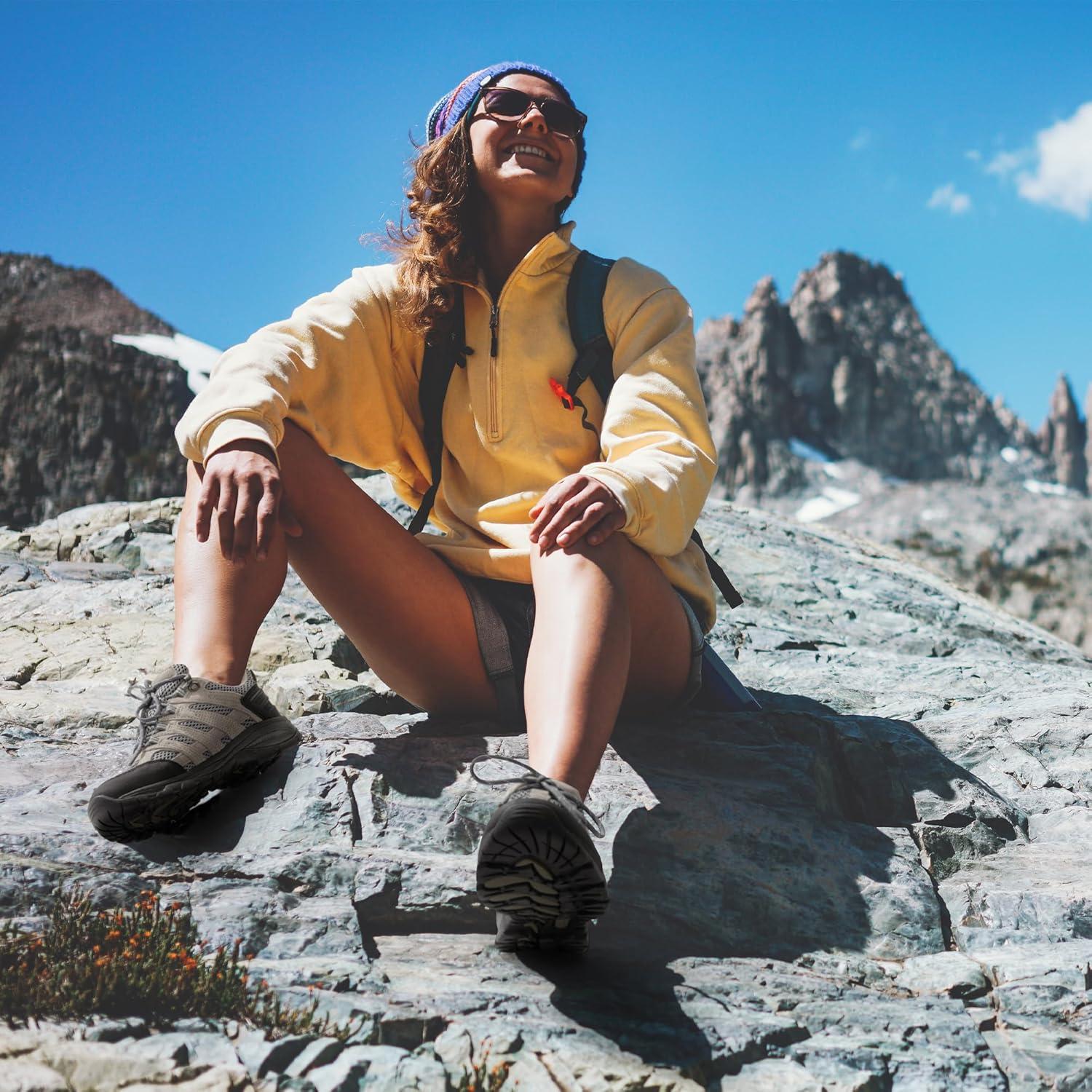 imageNORTIV 8 Womens Hiking Shoes Lightweight Breathable Mesh Walking Sneakers Outdoor Work Shoes WanderGreyLight Blue