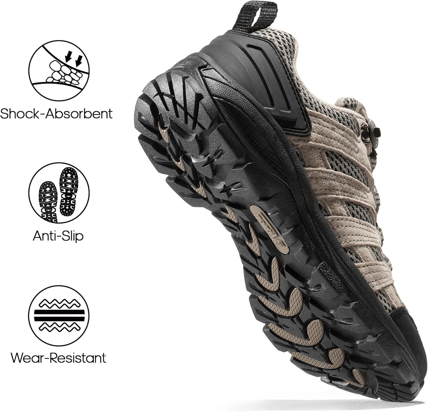 imageNORTIV 8 Womens Hiking Shoes Lightweight Breathable Mesh Walking Sneakers Outdoor Work Shoes WanderGreyLight Blue