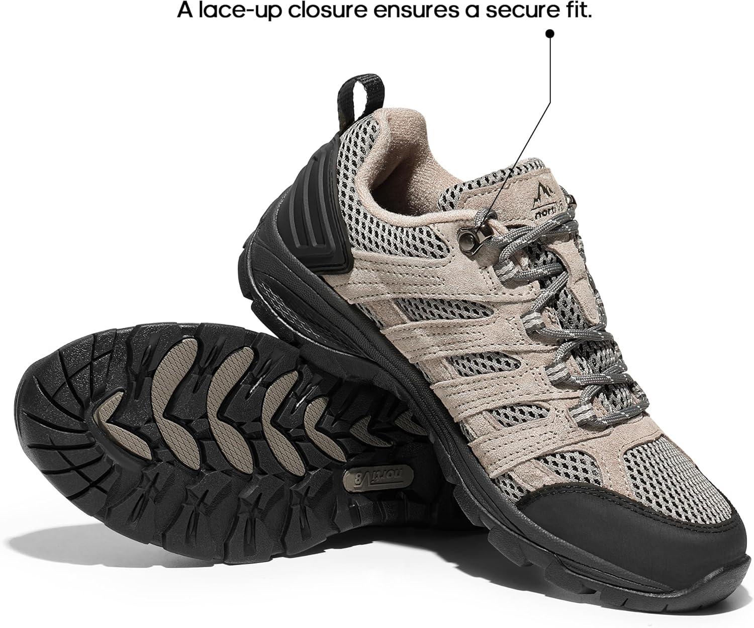 imageNORTIV 8 Womens Hiking Shoes Lightweight Breathable Mesh Walking Sneakers Outdoor Work Shoes WanderGreyLight Blue