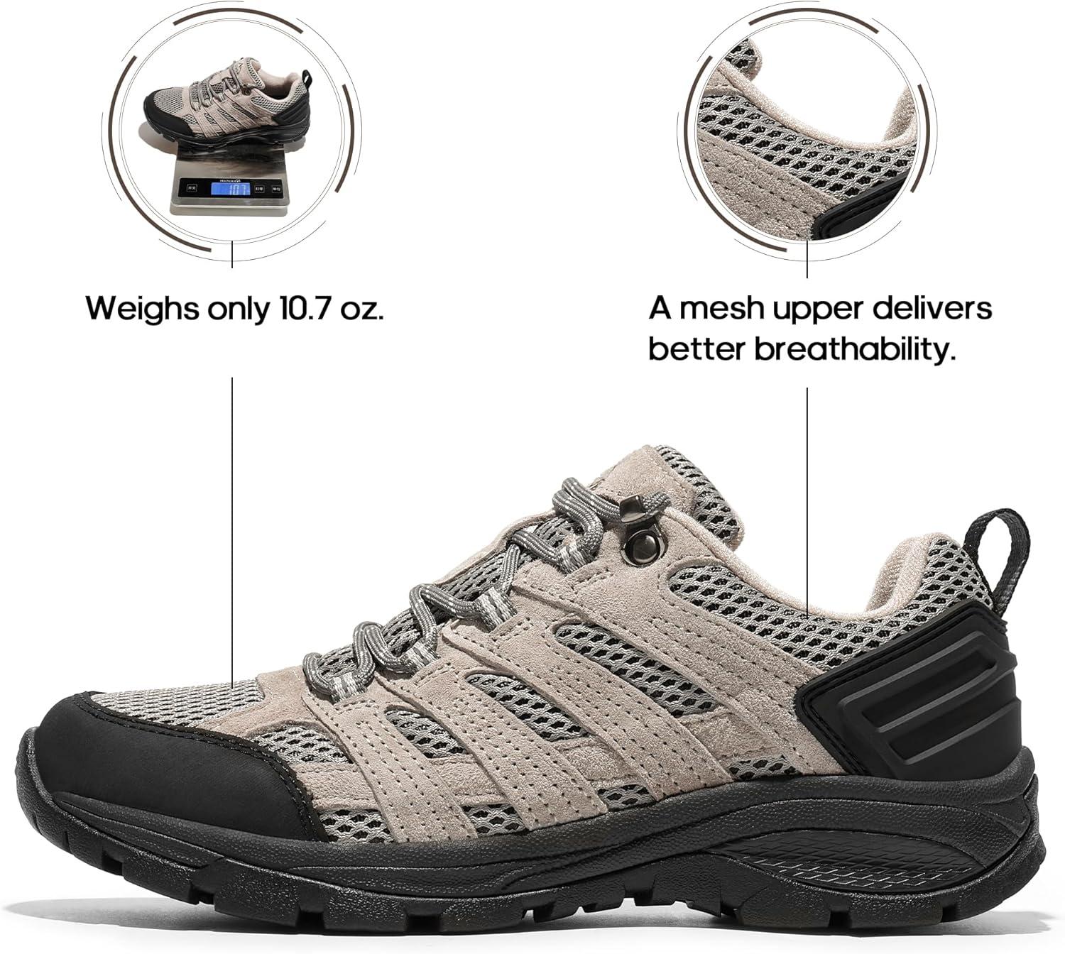 imageNORTIV 8 Womens Hiking Shoes Lightweight Breathable Mesh Walking Sneakers Outdoor Work Shoes WanderGreyLight Blue