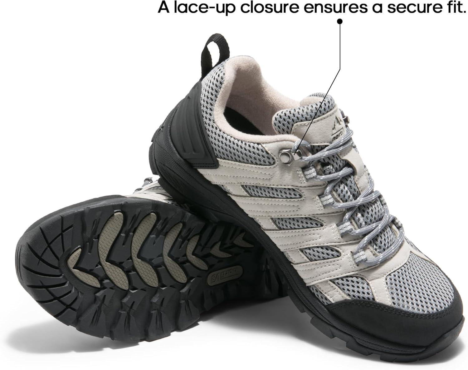 imageNORTIV 8 Womens Hiking Shoes Lightweight Breathable Mesh Walking Sneakers Outdoor Work Shoes WanderGreyLight Bluepu