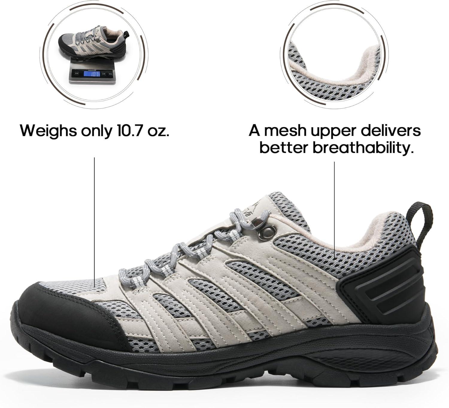 imageNORTIV 8 Womens Hiking Shoes Lightweight Breathable Mesh Walking Sneakers Outdoor Work Shoes WanderGreyLight Bluepu