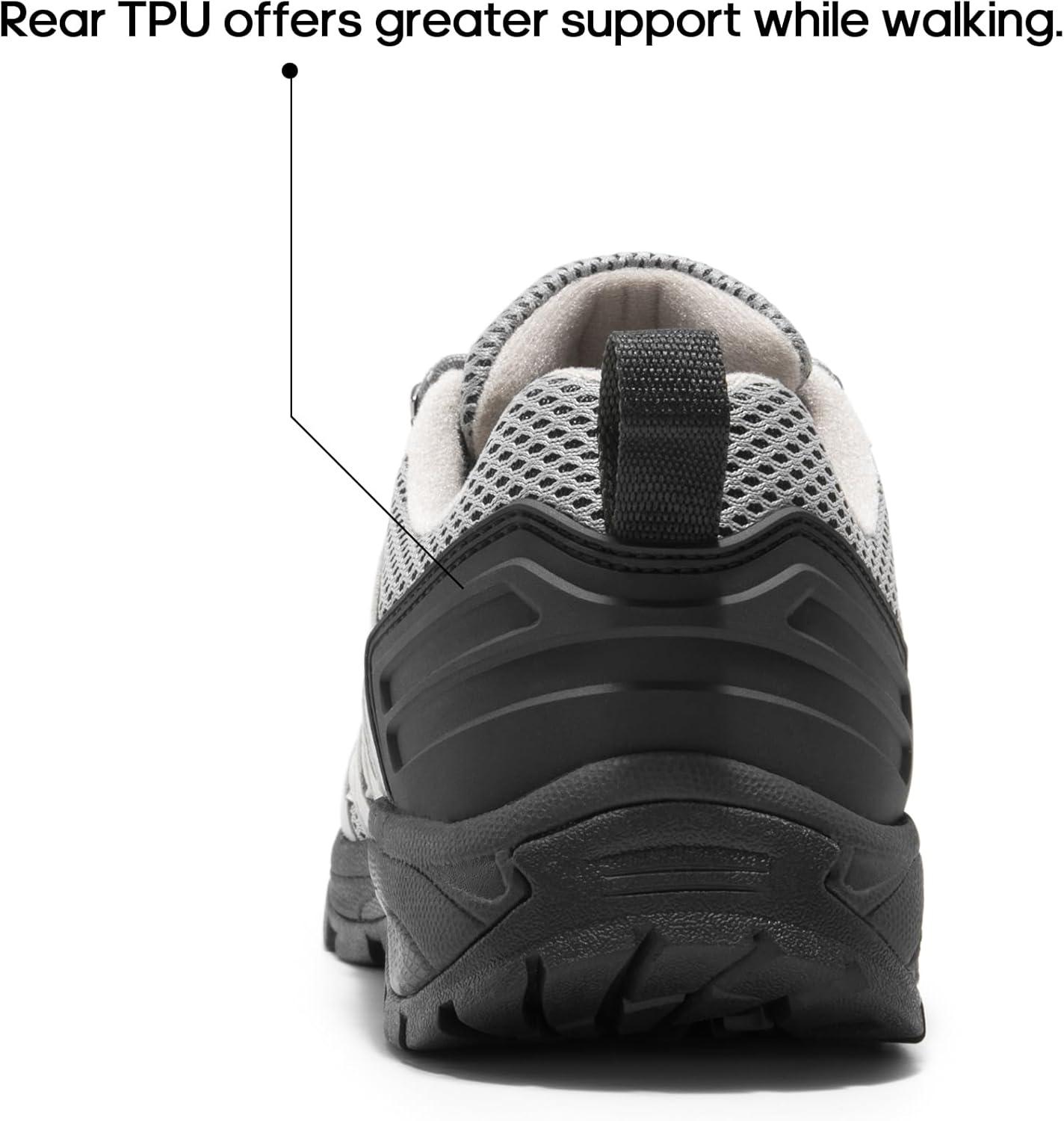 imageNORTIV 8 Womens Hiking Shoes Lightweight Breathable Mesh Walking Sneakers Outdoor Work Shoes WanderGreyLight Bluepu