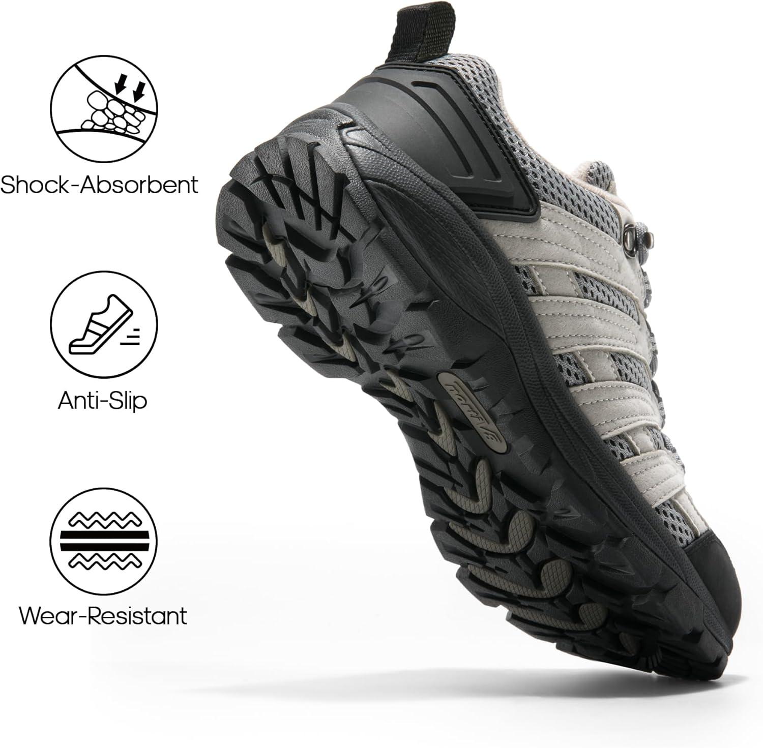 imageNORTIV 8 Womens Hiking Shoes Lightweight Breathable Mesh Walking Sneakers Outdoor Work Shoes WanderGreyLight Bluepu