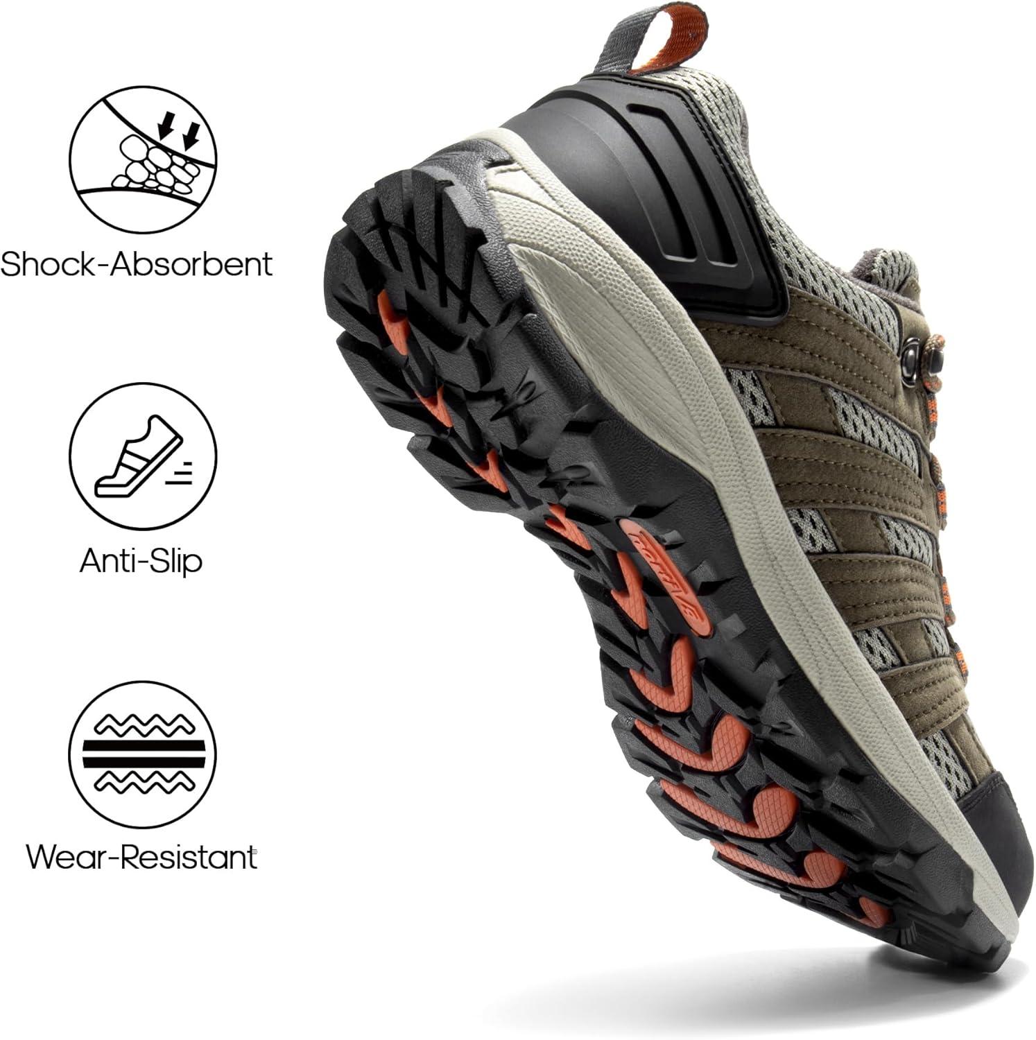 imageNORTIV 8 Womens Hiking Shoes Lightweight Breathable Mesh Walking Sneakers Outdoor Work Shoes WanderKhakipu